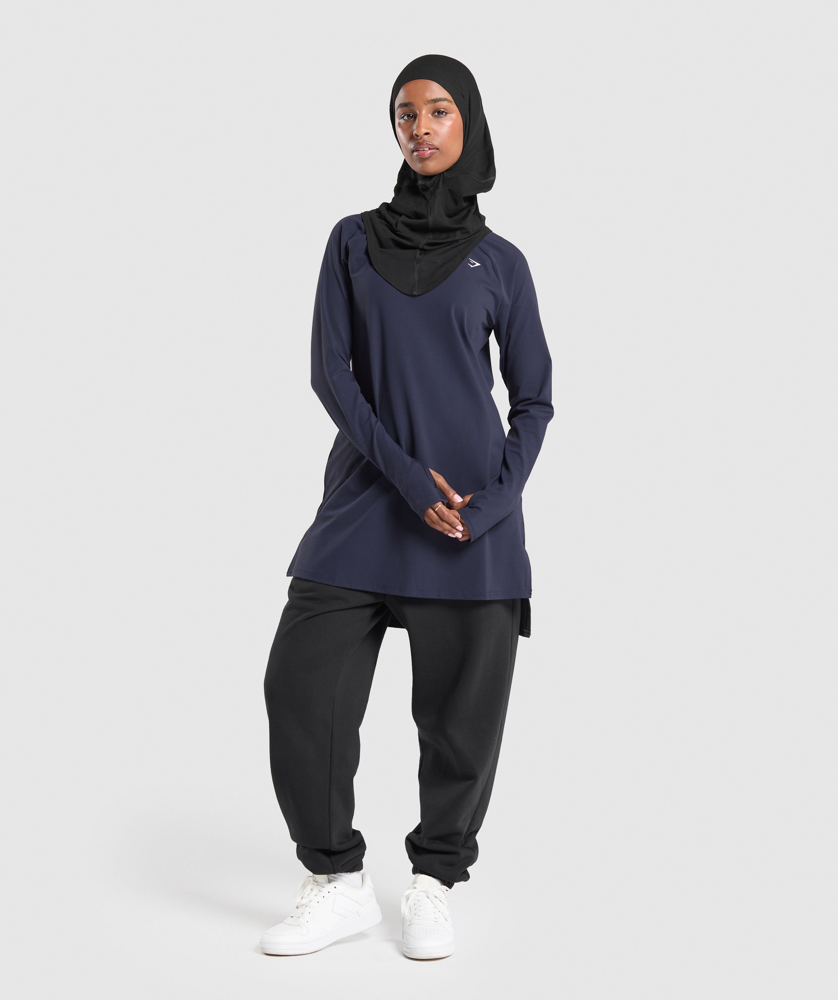 GYMSHARK Gymshark Extended Fit Long-Sleeve Shirt - Rich Navy 