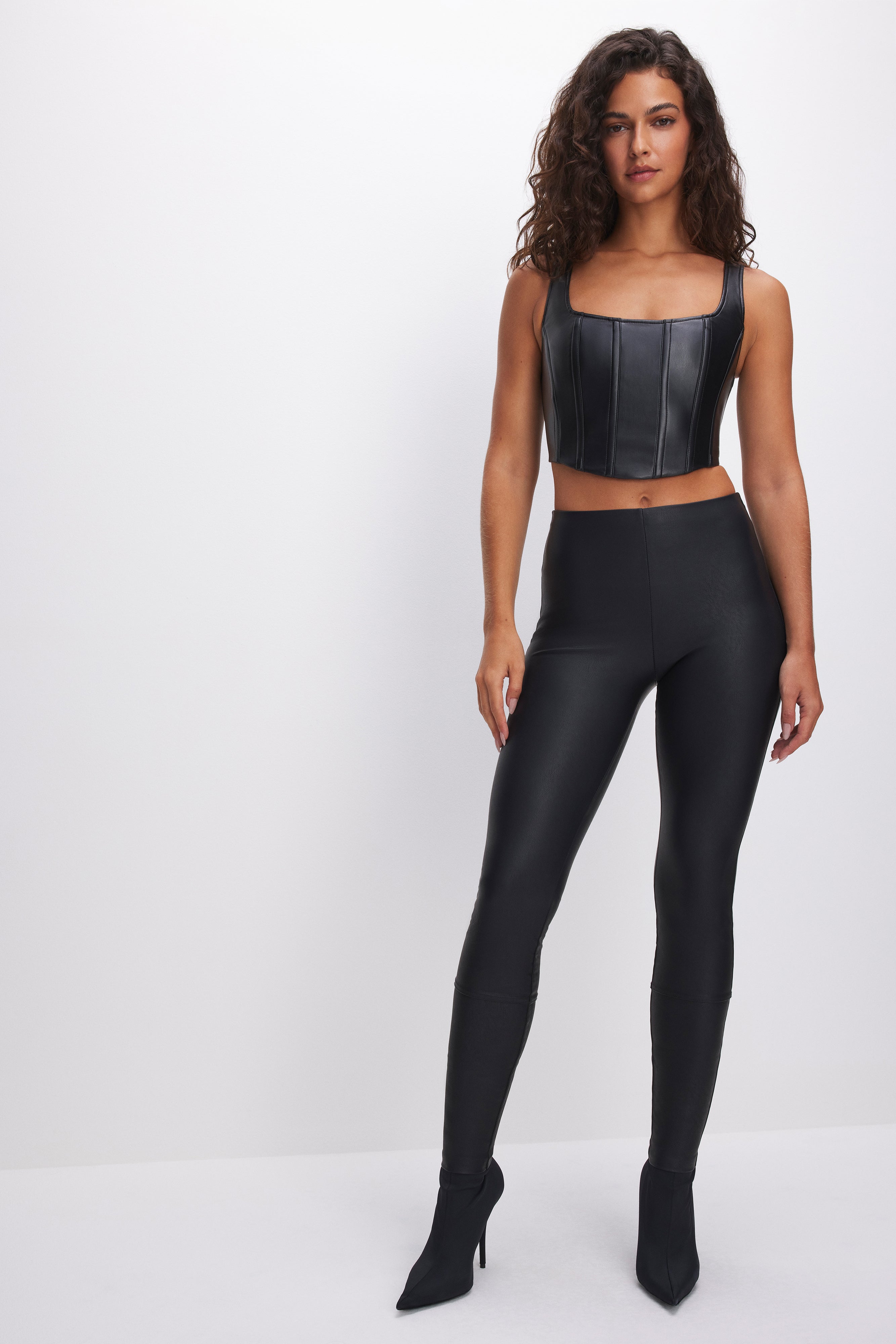 GOOD AMERICAN Buttery-Soft Faux Leather High-Waisted Leggings | Black