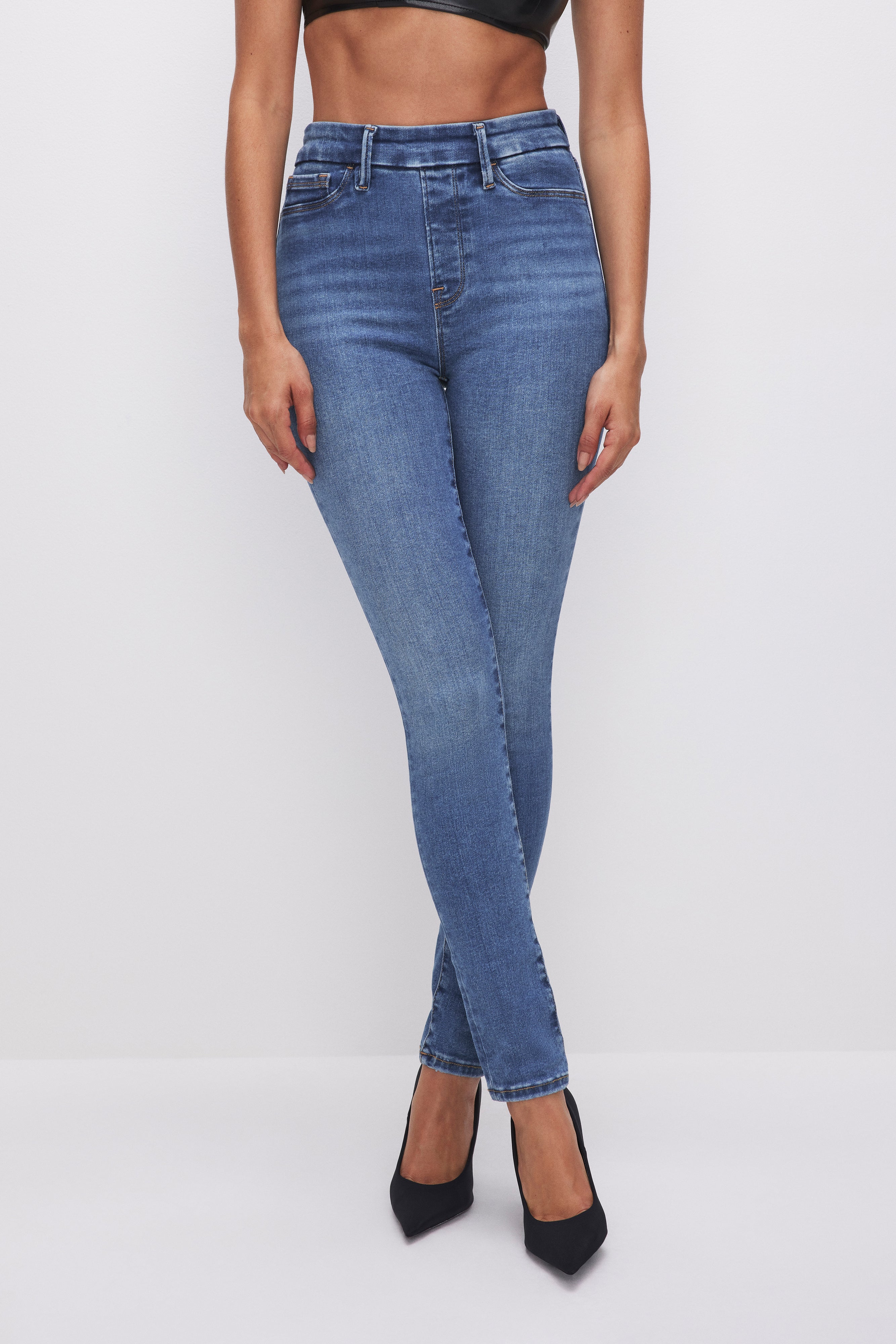 GOOD AMERICAN Ultra-Flex Skinny Jeans | Stretch Comfort Pull-On Design in Indigo490