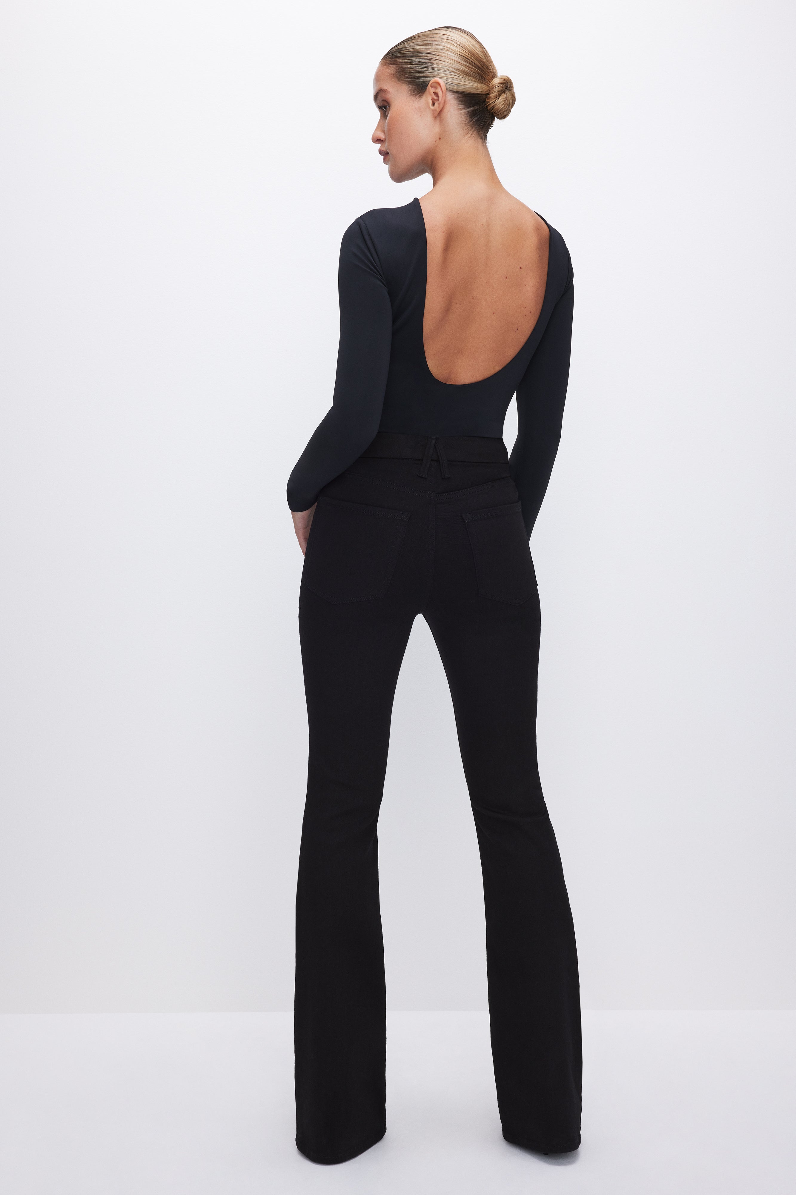 GOOD AMERICAN Timeless Bootcut Denim Jeans in Jet Black | Classic Fit & Flattering Silhouette