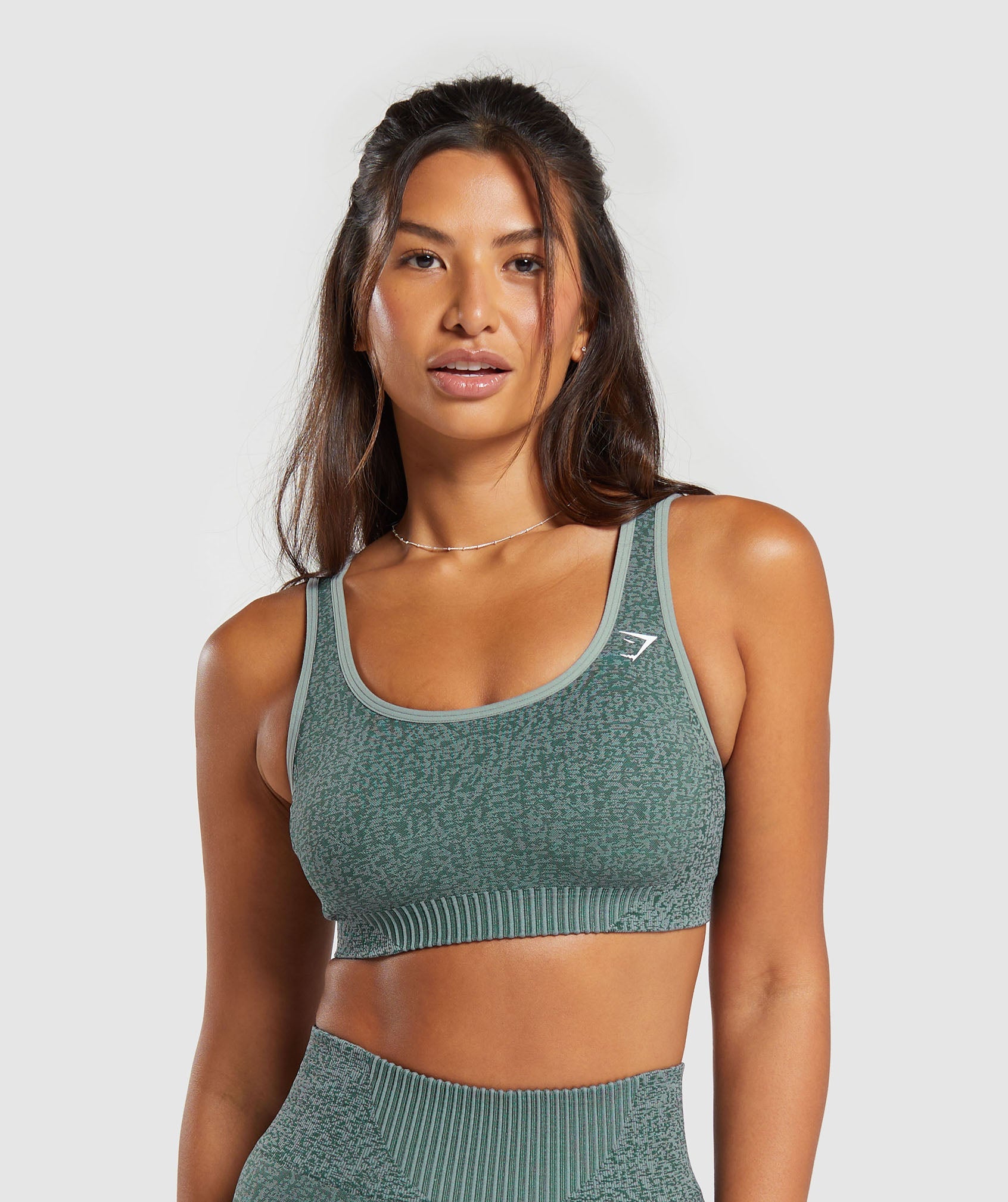 GYMSHARK GYMSHARK Women's Lightweight Seamless Racerback Sports Bra - Stylish Gym Essential in Seafoam Teal, Charcoal Heather & Dusk Grey Marl