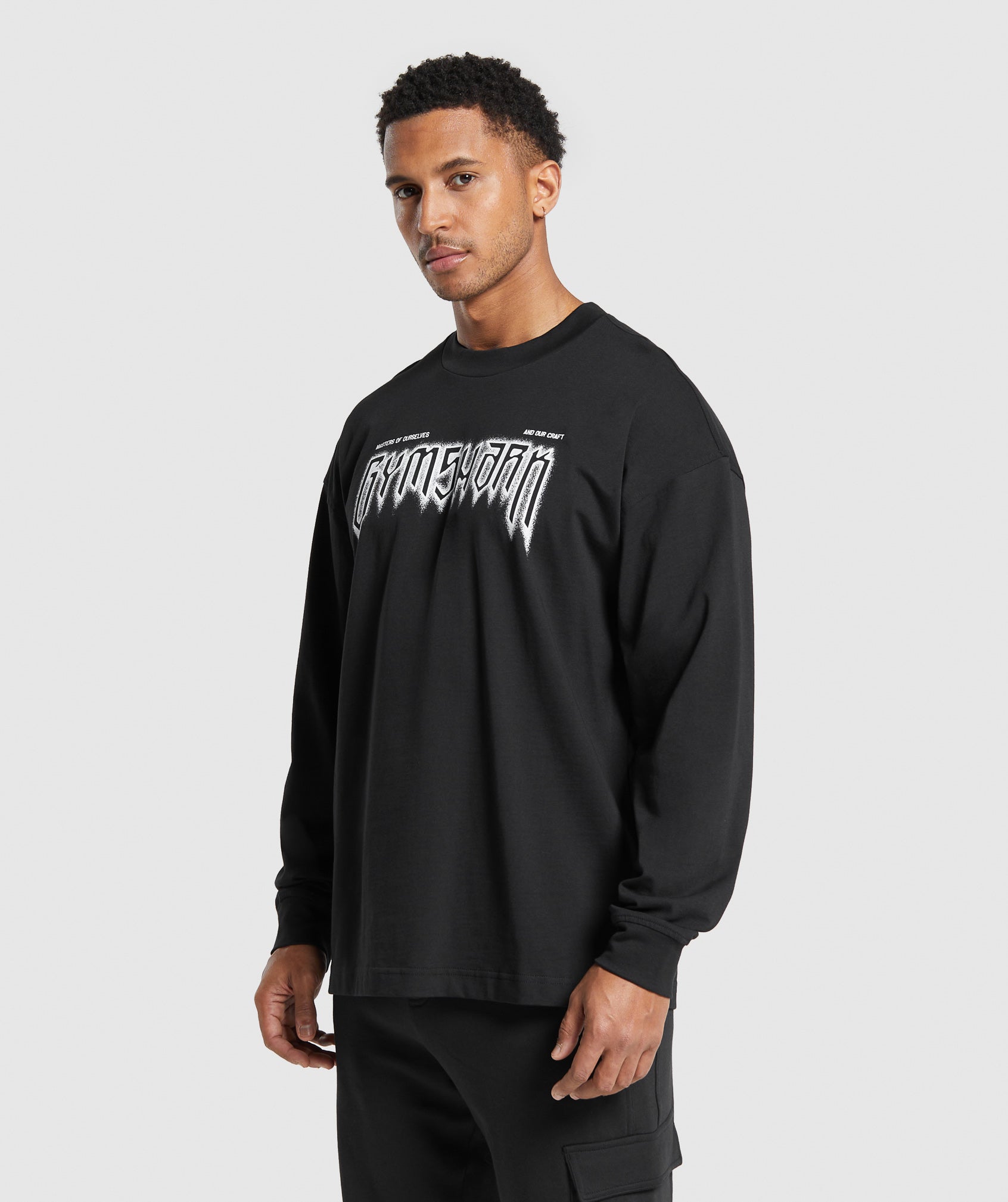 GYMSHARK Gymshark Expertly Crafted Black Premium Long Sleeve Crewneck Tee 