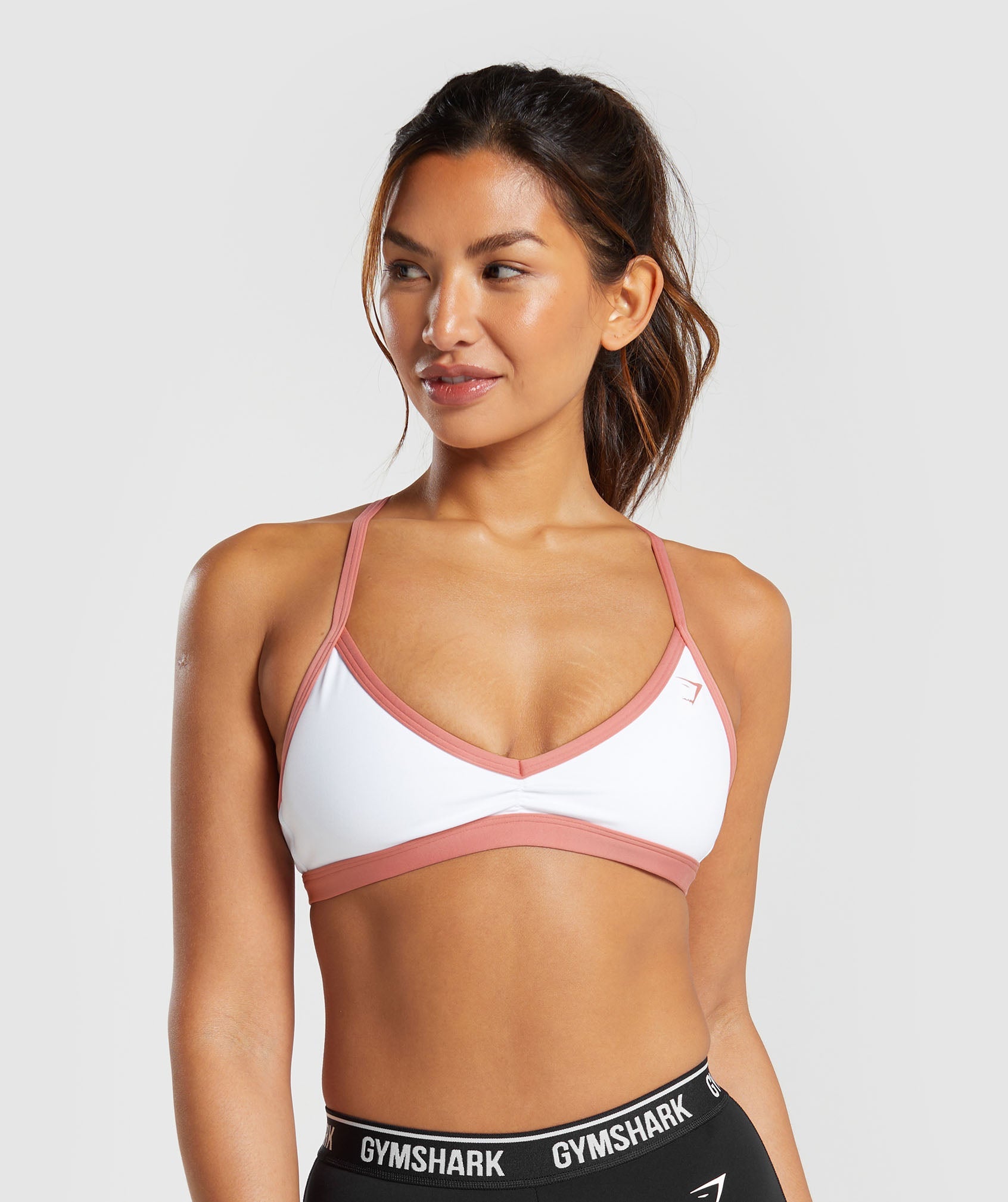 GYMSHARK Ultra-Light Support Sports Bra - Snow White & Blush Pink