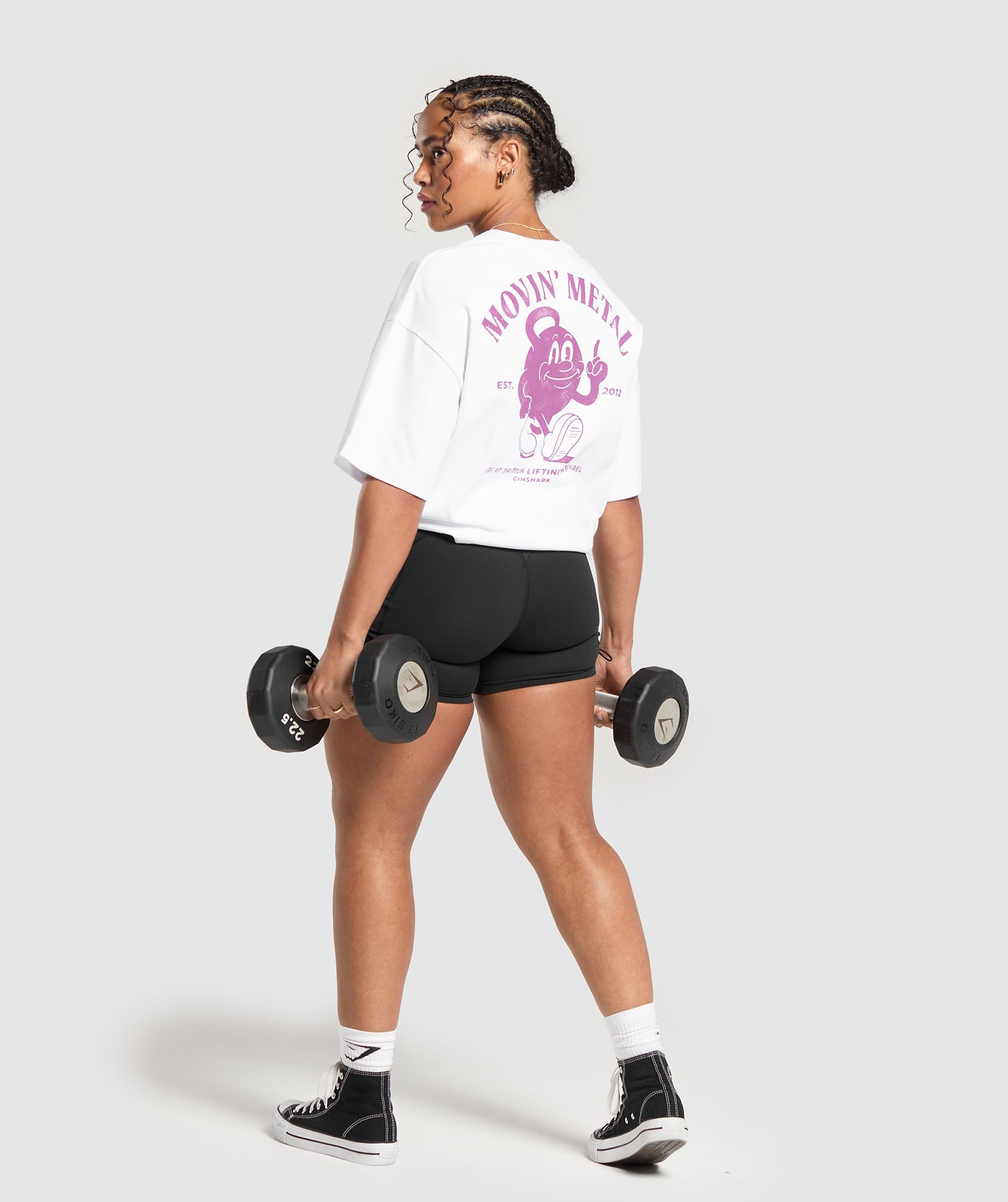 GYMSHARK Gymshark Dynamic Metallic Training Tee - Ultra-Breathable Crisp White 