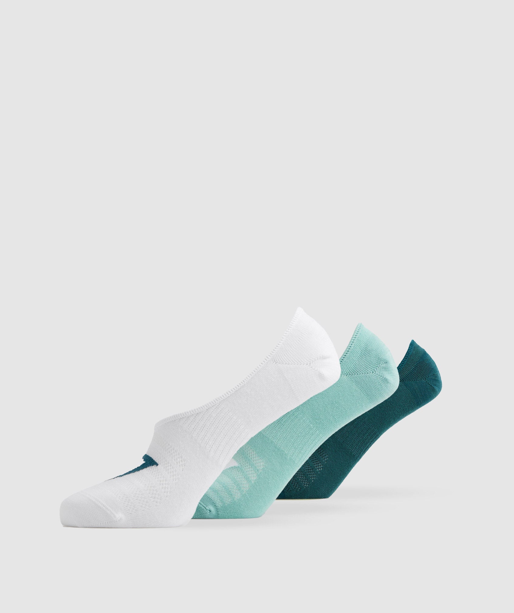 GYMSHARK GYMSHARK Ultra-Low Cut No-Show Athletic Socks 3-Pack - Winter Teal, Pearl Blue & White