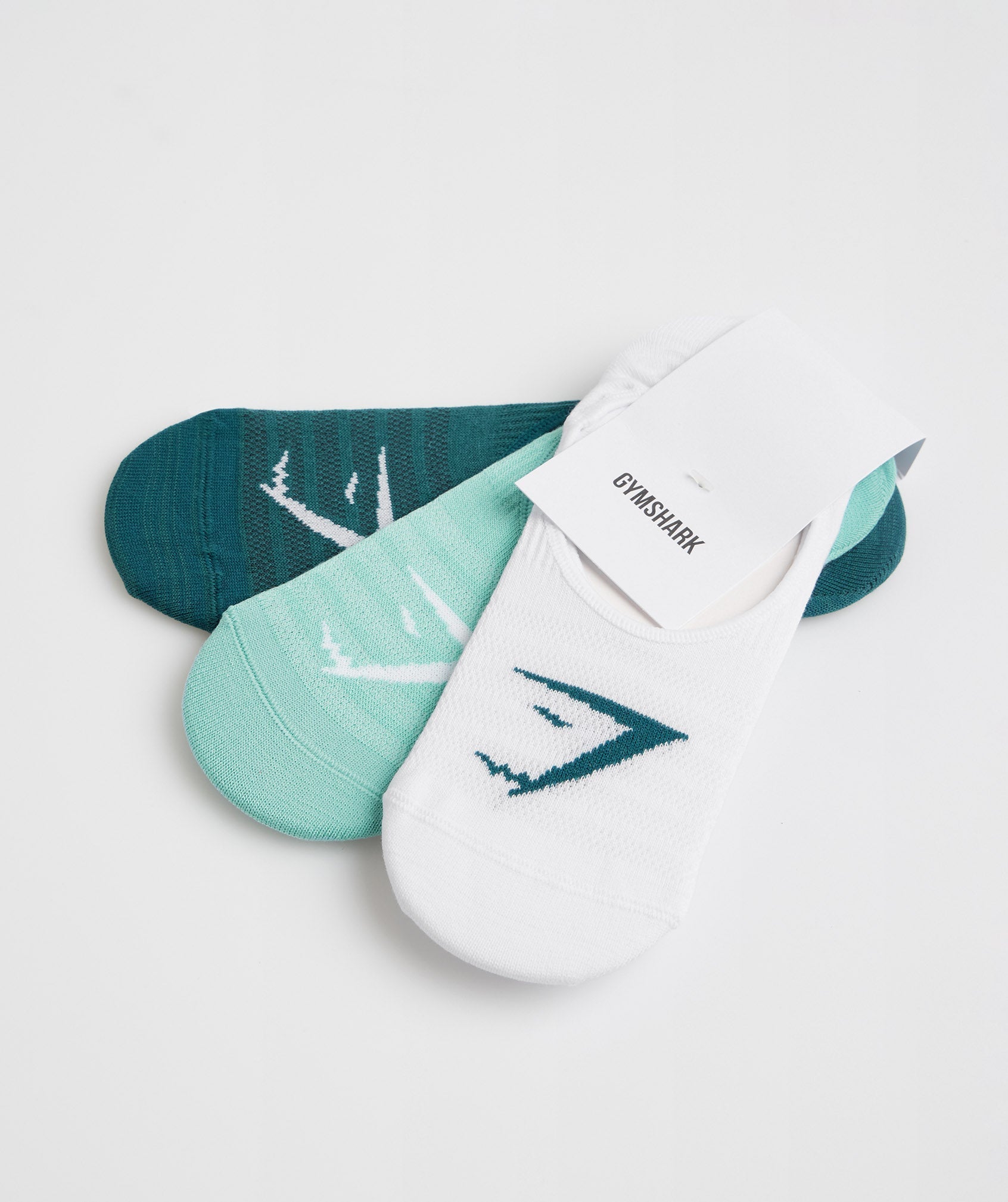 GYMSHARK GYMSHARK Ultra-Low Cut No-Show Athletic Socks 3-Pack - Winter Teal, Pearl Blue & White