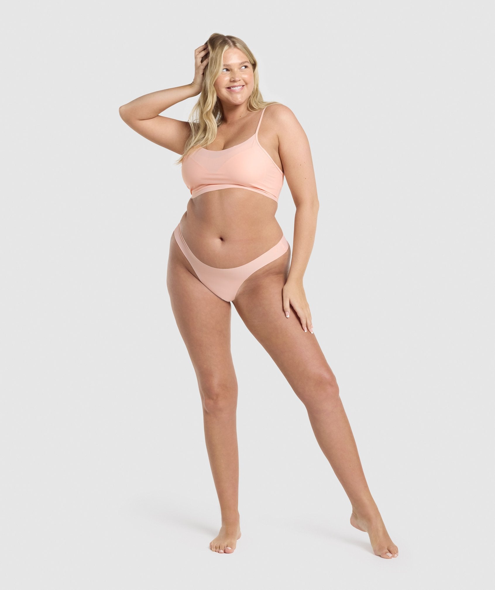 GYMSHARK Invisible Seamless Thong - Breathable Everyday Wear in Soft Blush Pink 