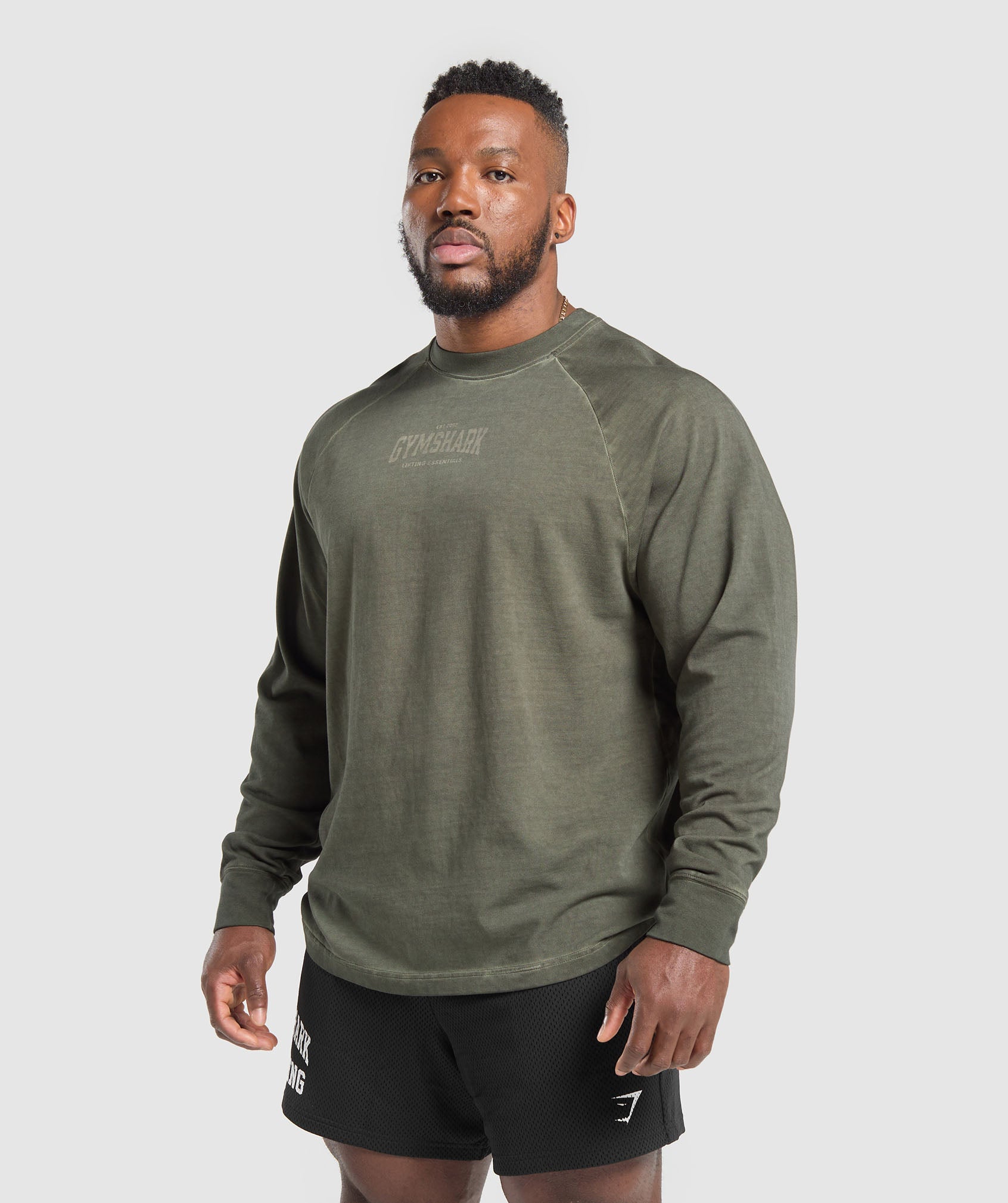GYMSHARK Gymshark Premium Weight Long Sleeve Crewneck - Power Green 