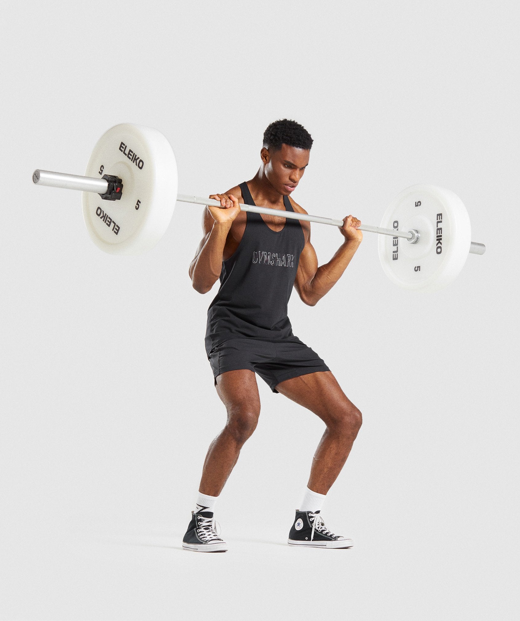 GYMSHARK Men's Performance-Fit Mesh Workout Tank Top - Onyx Black 