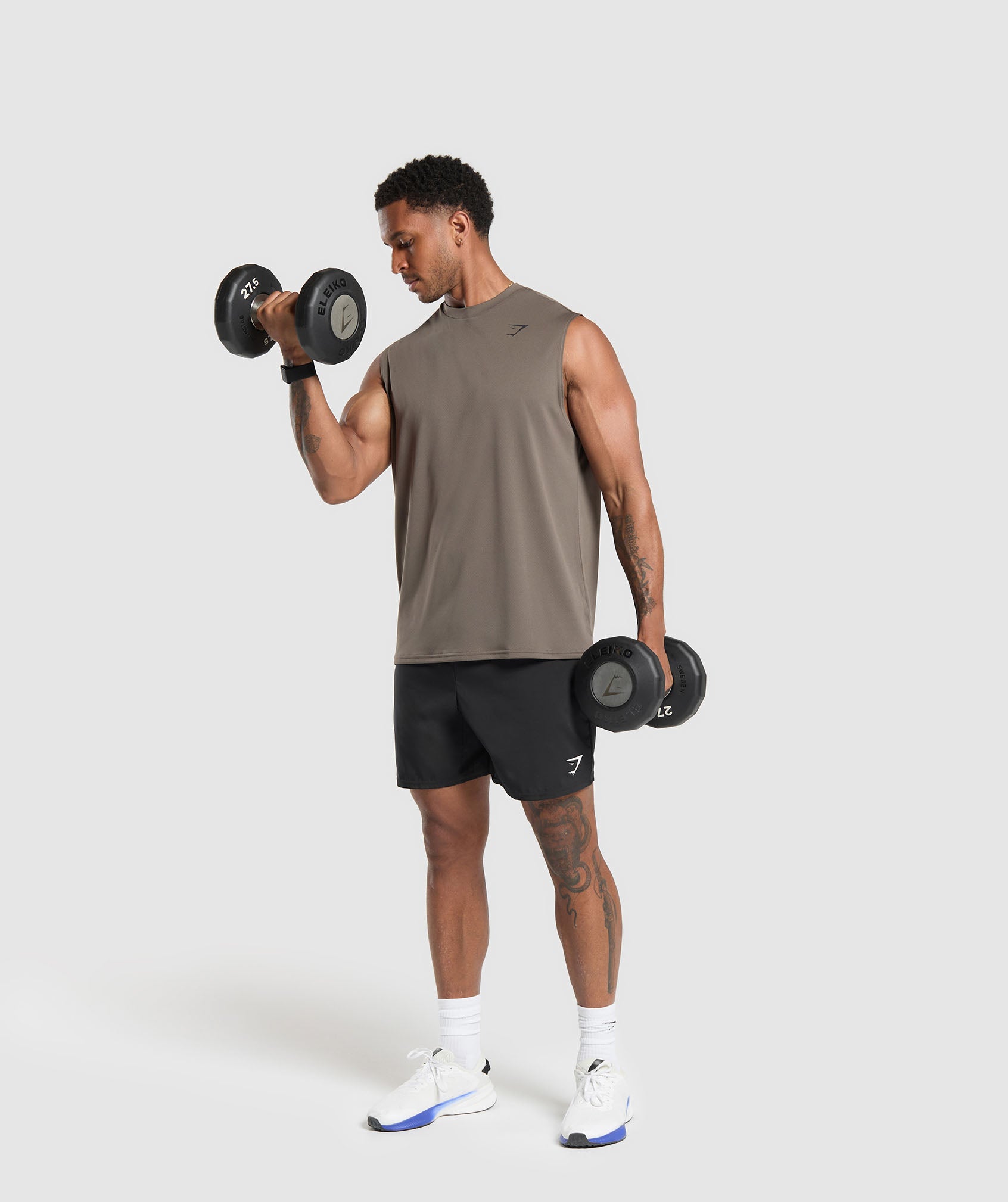 GYMSHARK Relaxed-Fit Training Tank Top in Camo Brown Shade 