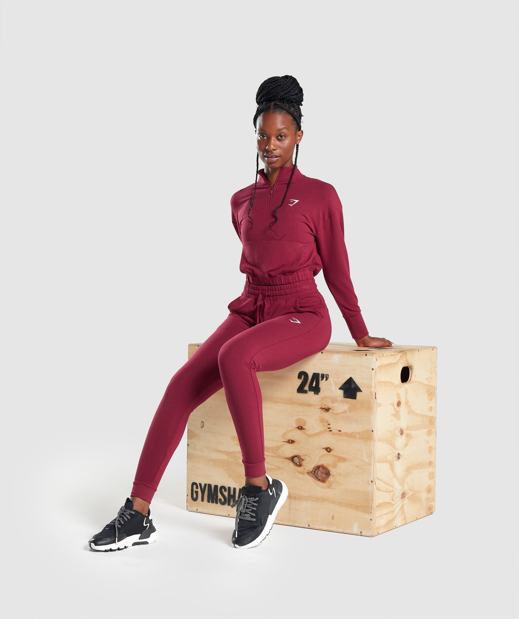 GYMSHARK High-Performance Pippa Workout Jogger Pants in Deep Wine Red 