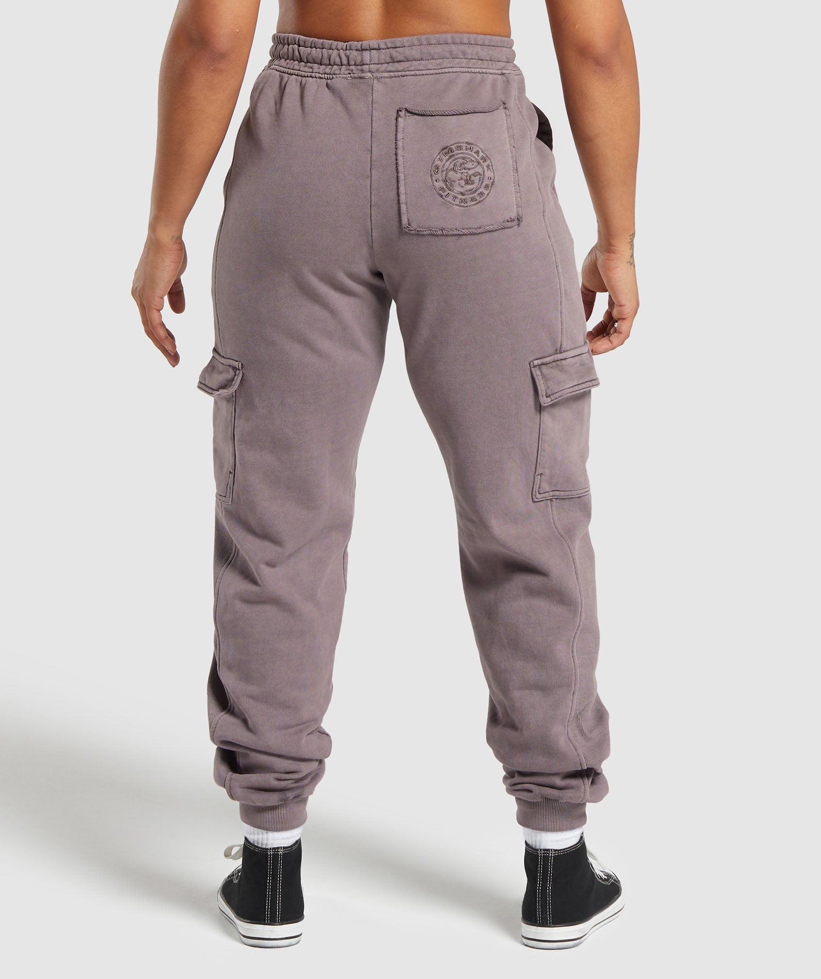 GYMSHARK Premium Soft-Touch Joggers - Cozy Brushed Fleece, Relaxed Fit in Vintage Purple/Tie-Dye Wash