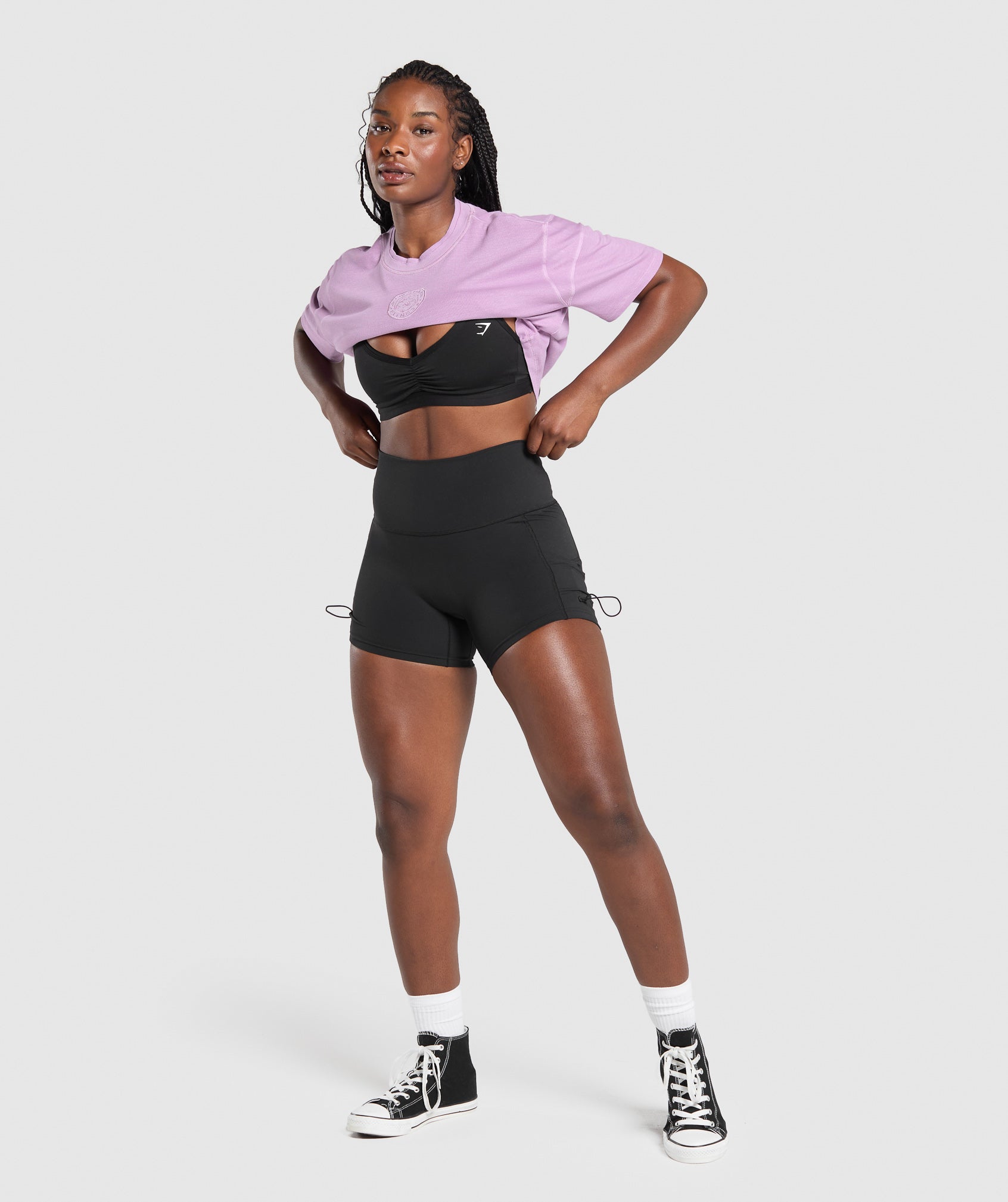 GYMSHARK VINTAGE-INSPIRED SOFT-WASHED RELAXED FIT TEE in Lilac Heather 