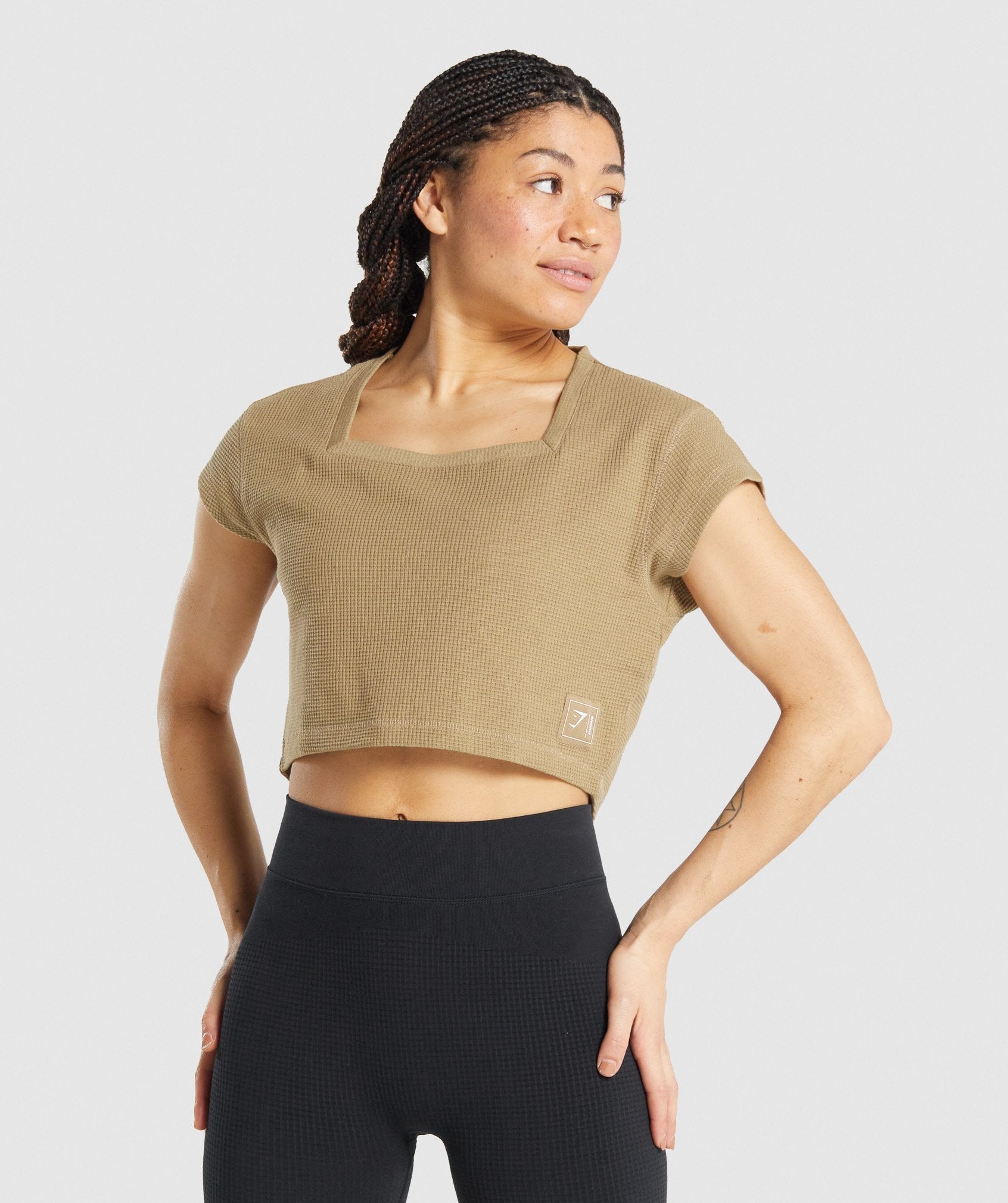 GYMSHARK Gymshark Pause Cropped Workout Tank - Soft Earth Tone