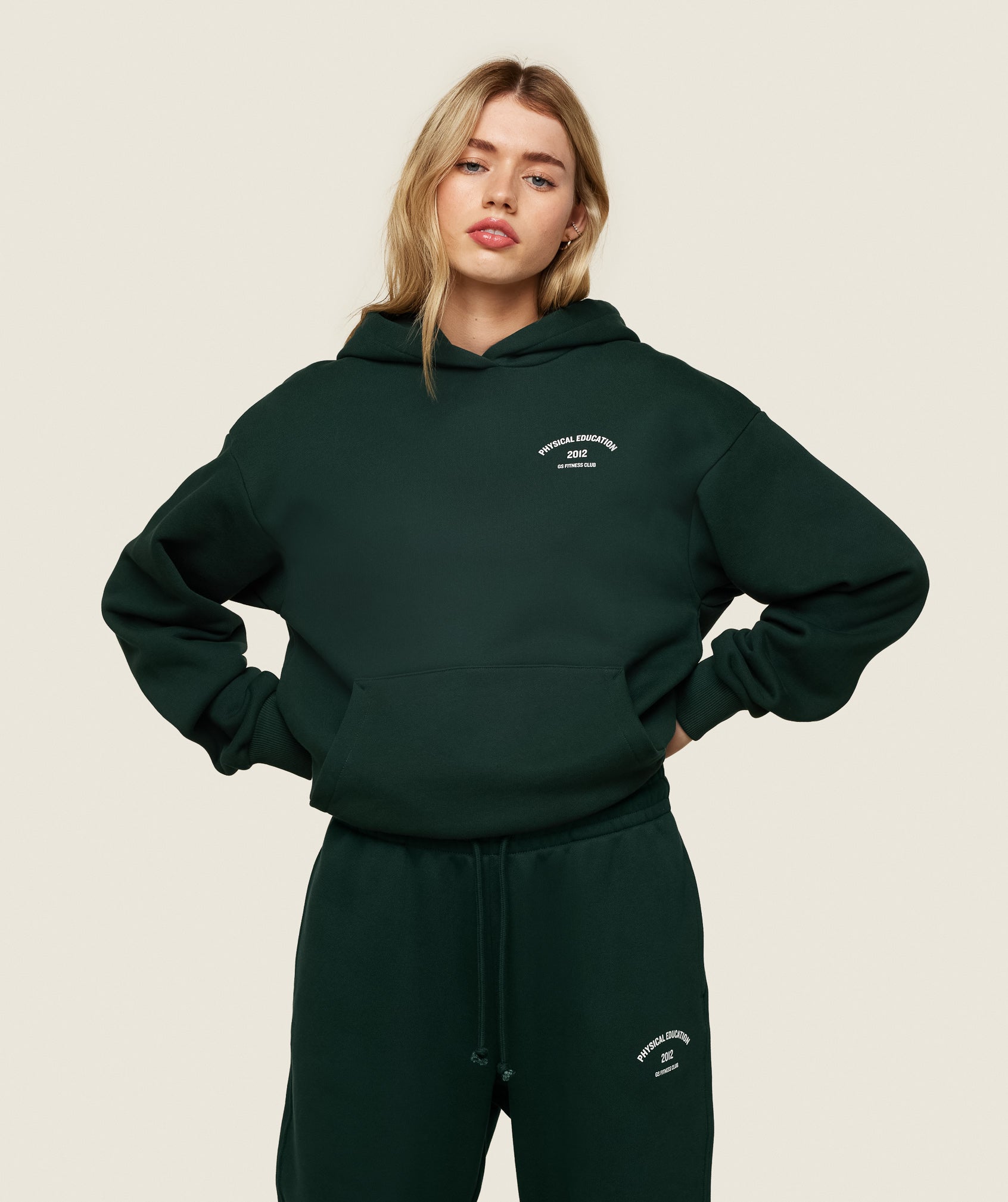 GYMSHARK Retro PE-Class Hooded Sweatshirt with Vintage Print - Olive Green