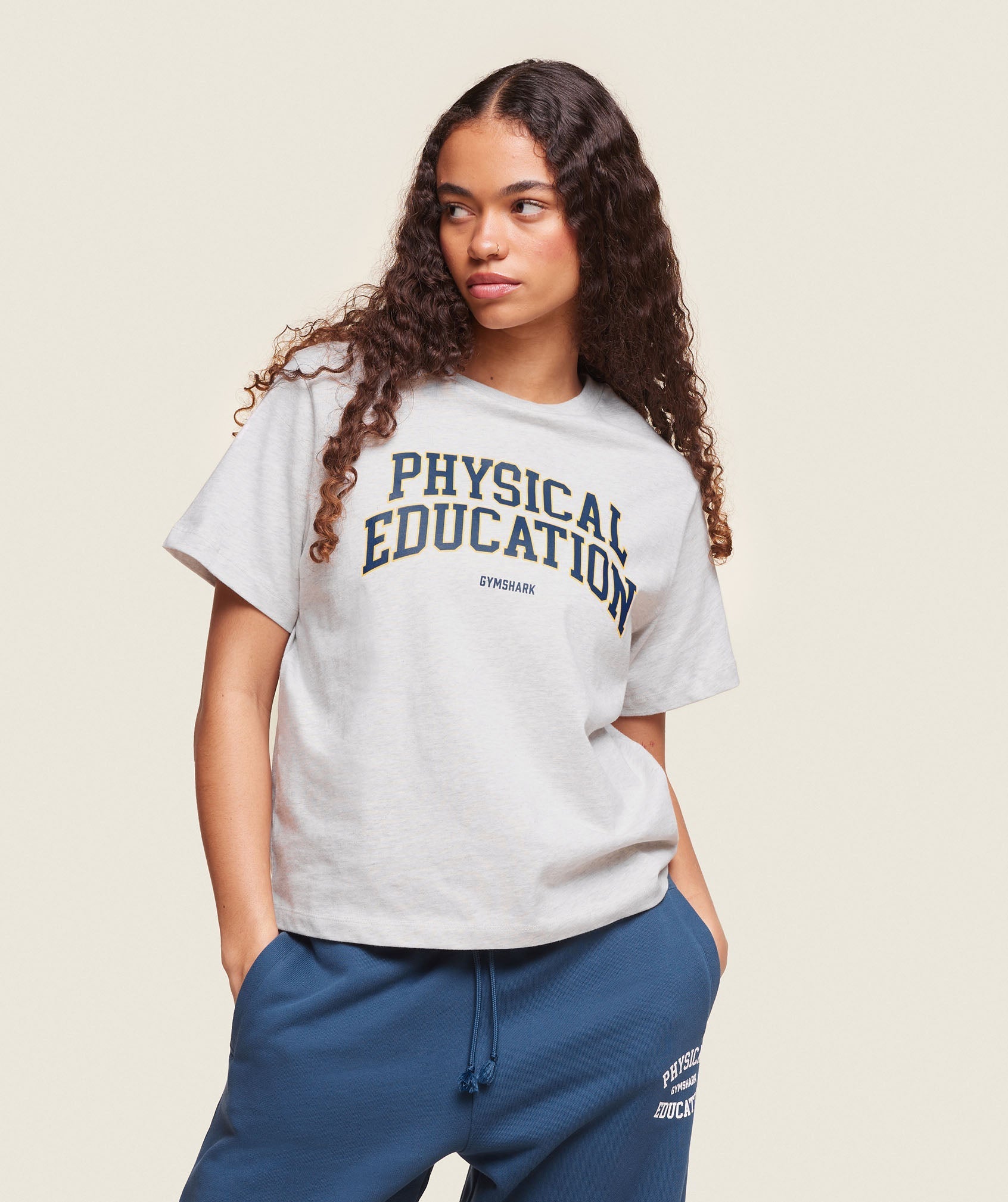 GYMSHARK Gymshark Athletic Crew Neck Tee - Soft Heather Grey Phys Ed Shirt for Training & Sports