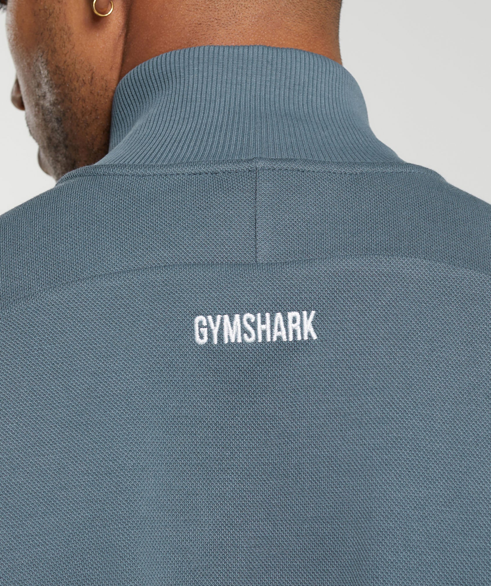 GYMSHARK Gymshark Performance-Fit Breathable Track Jacket | Men's Training Top in Two-Tone Titanium & Fresh Blue