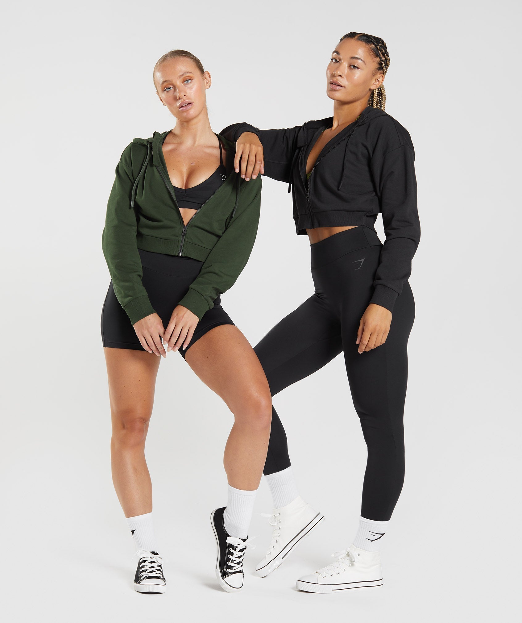 GYMSHARK GS Athletic Mid-Length Zip-Front Hooded Sweatshirt - Charcoal Black 