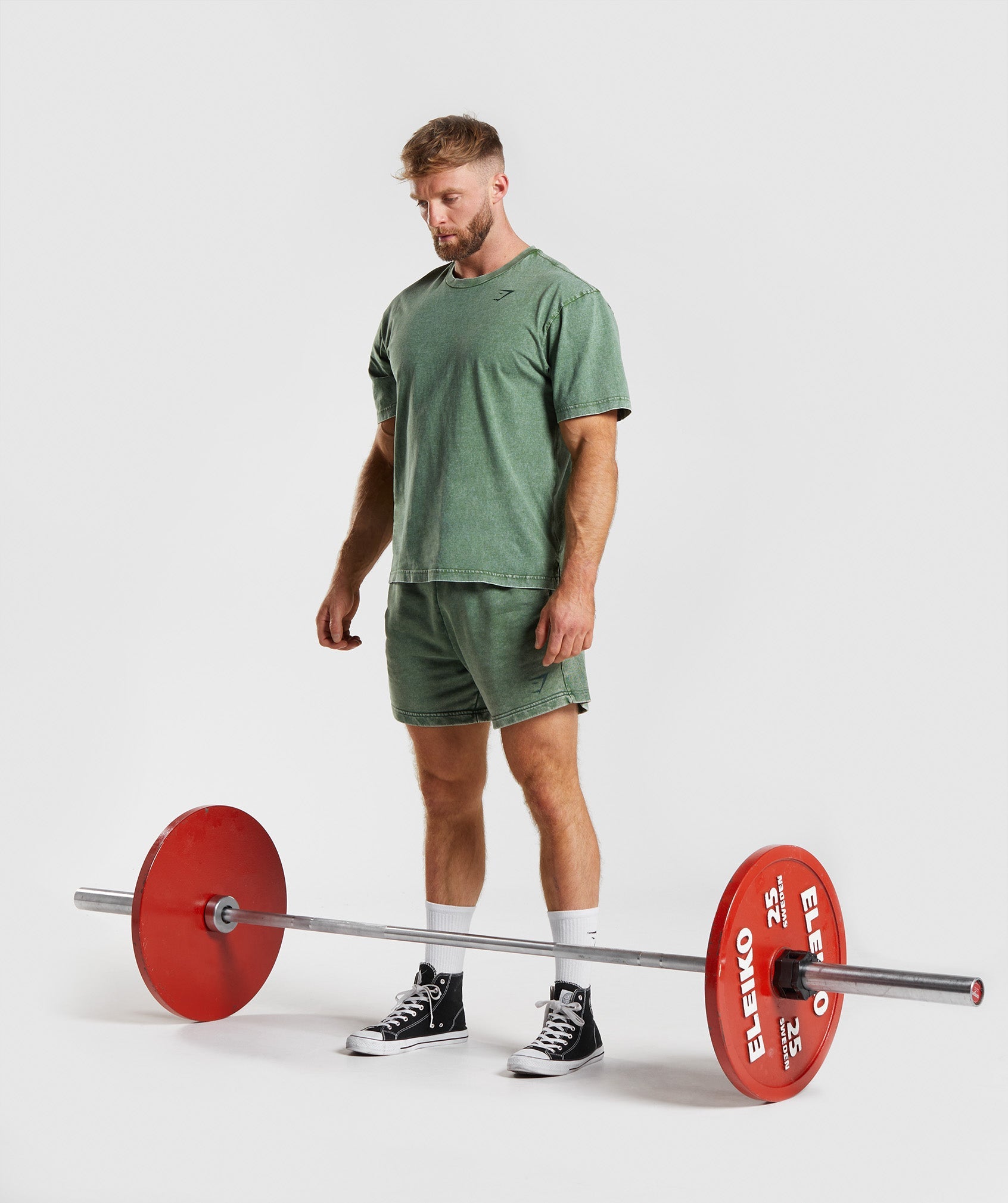 GYMSHARK Performance Textured Training Tee in Tropical Lizard Green 
