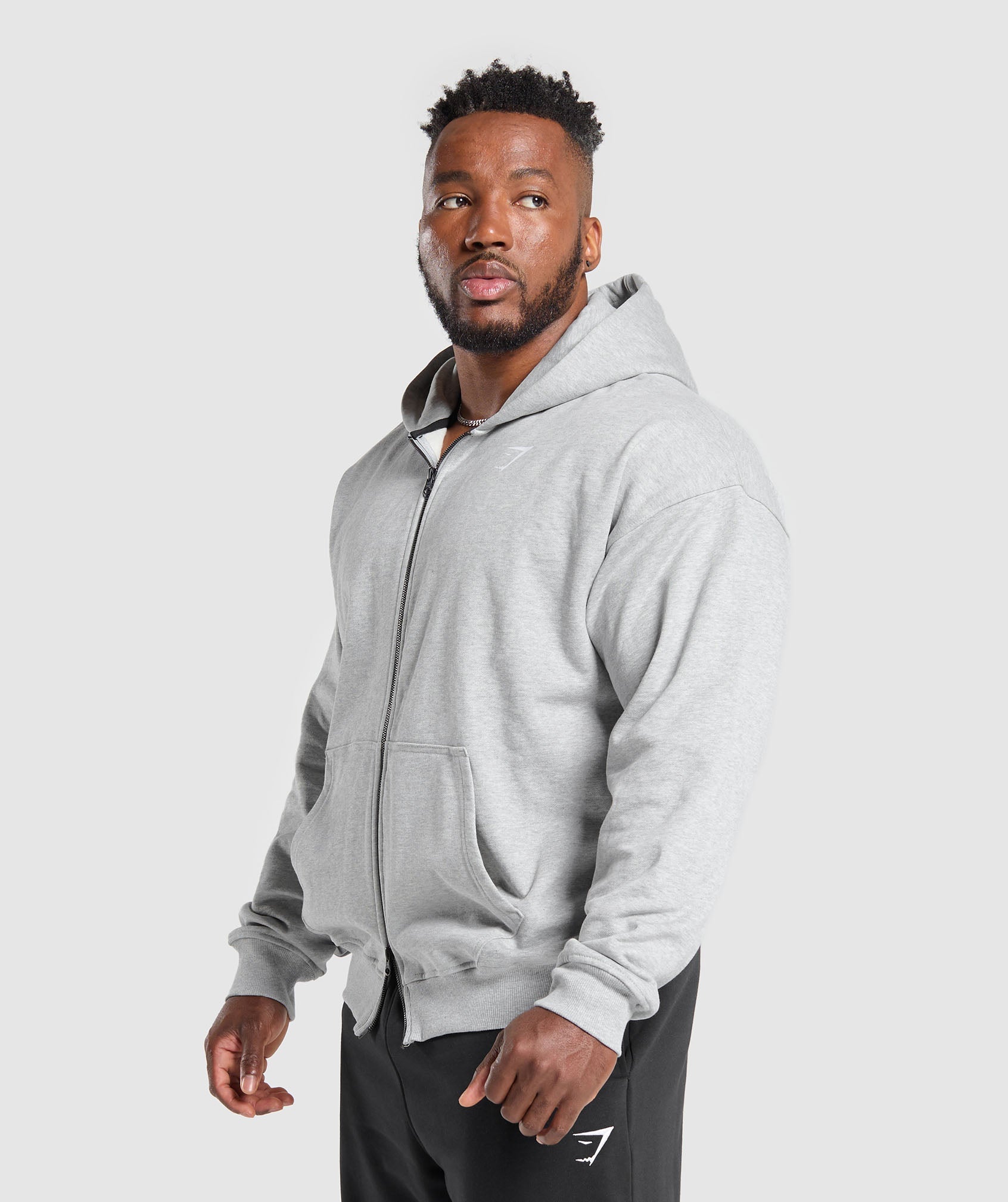 GYMSHARK Gymshark Athletic Performance Full-Zip Hoodie - Light Gray Marl Core Training Essential