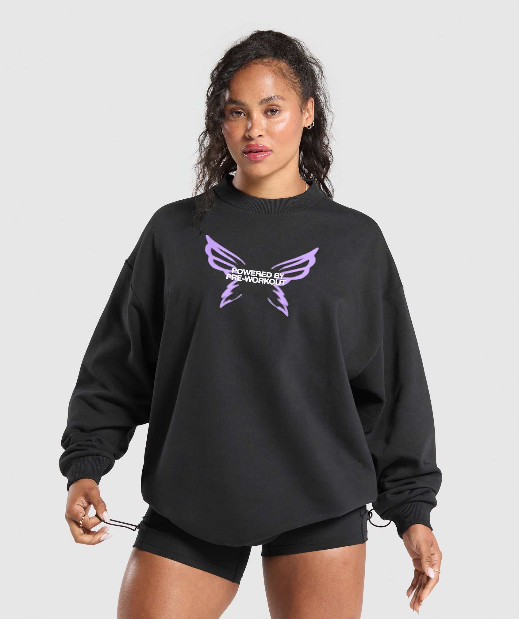 GYMSHARK Pre-Workout Performance Sweatshirt - Breathable Black Training Hoodie for Gym & Active Recovery