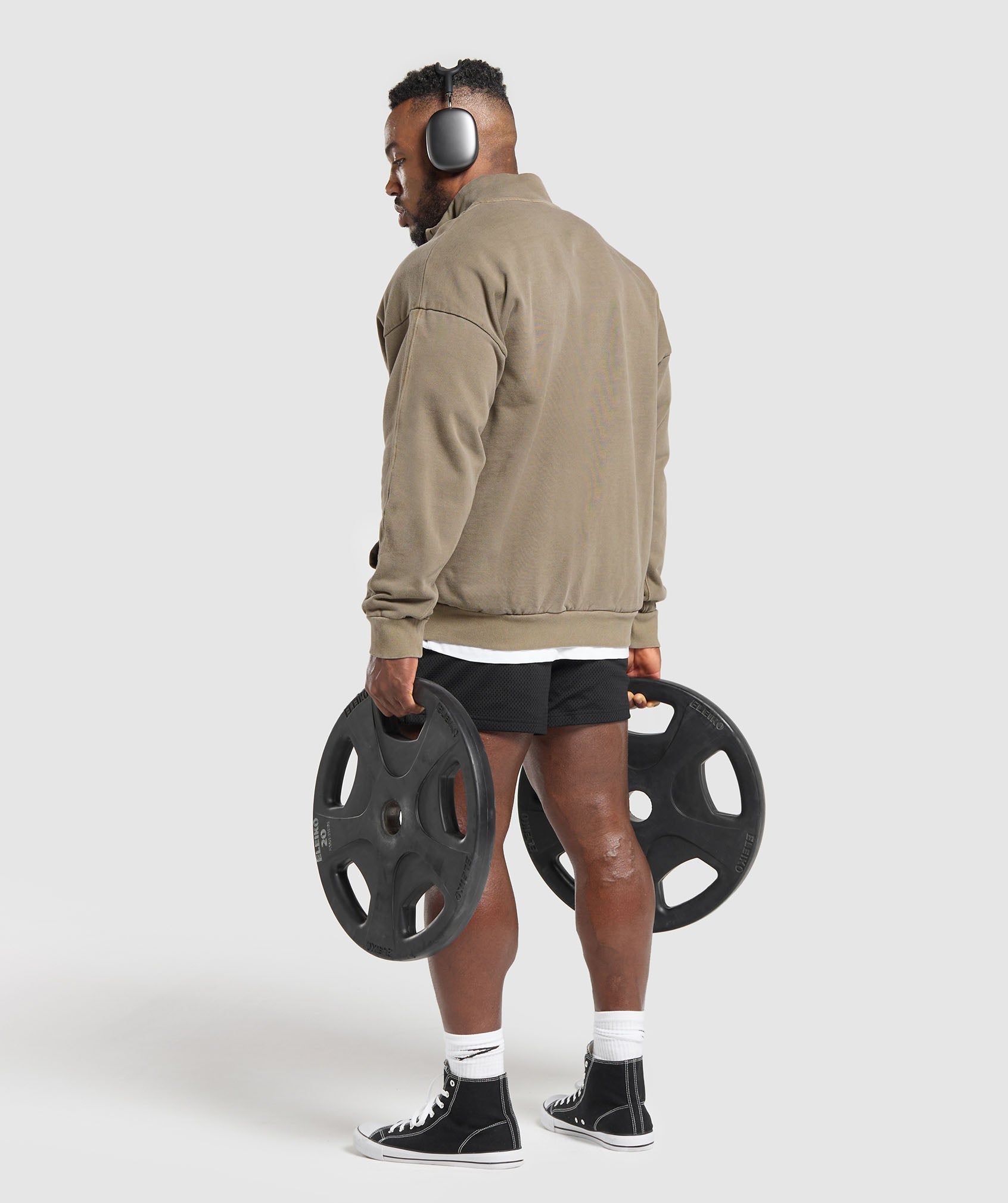 GYMSHARK Elevated Heritage Quarter-Zip Sweatshirt - Woodland Camo Design 