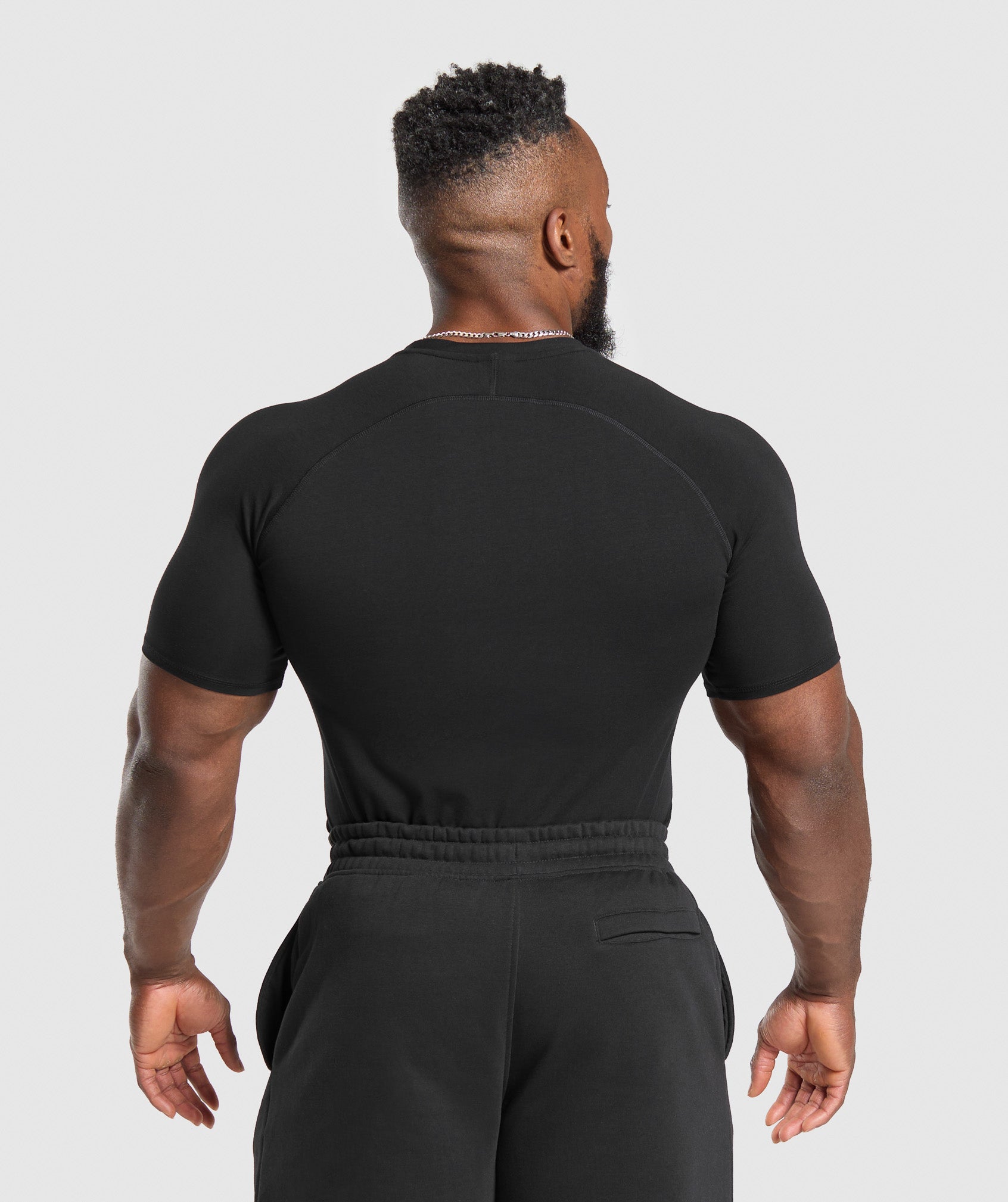 GYMSHARK Gymshark Performance Prime Tee - Jet Black & Vivid Red Colorblock