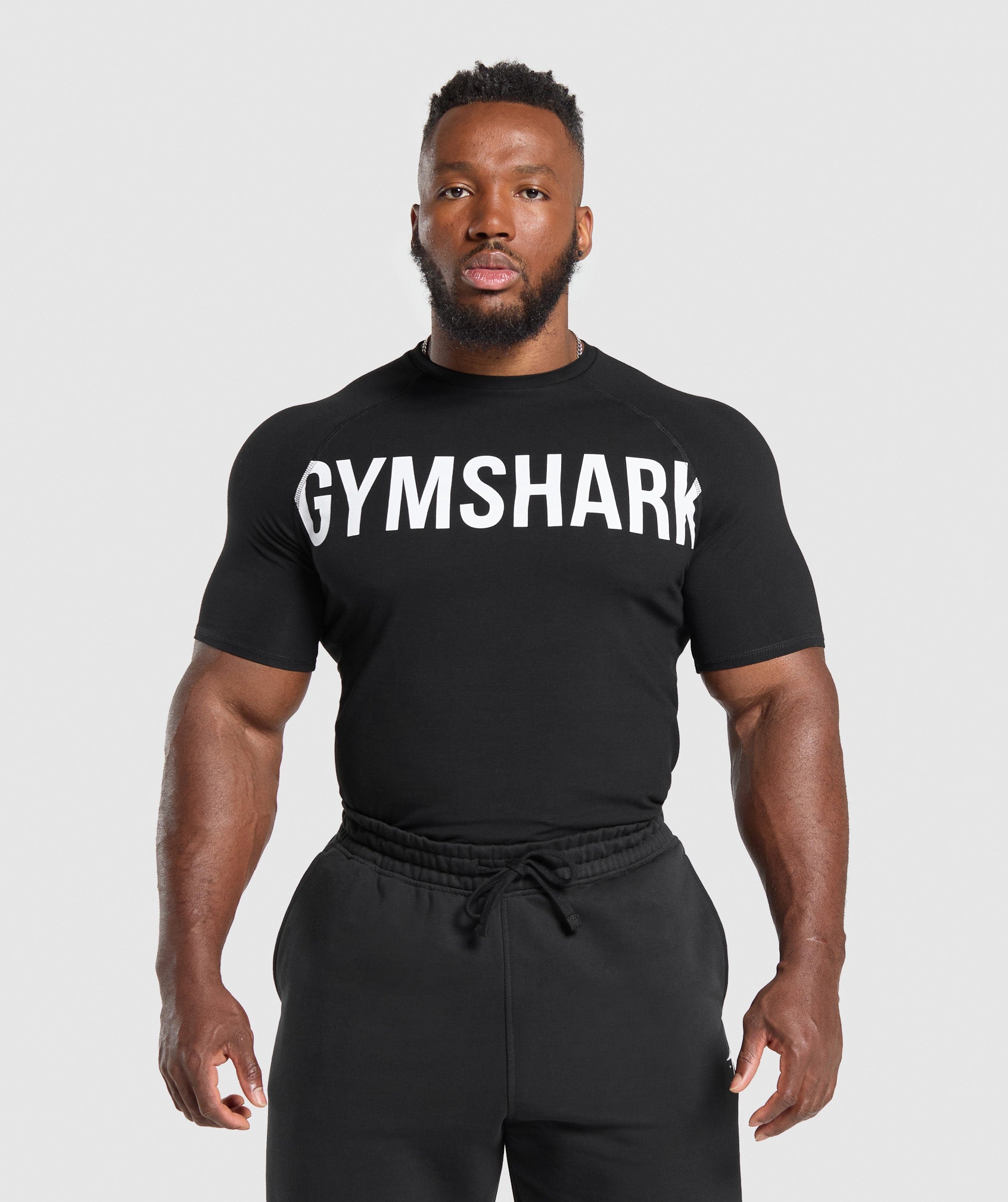 GYMSHARK Prime Performance Tee - Classic Black & White Athletic Shirt