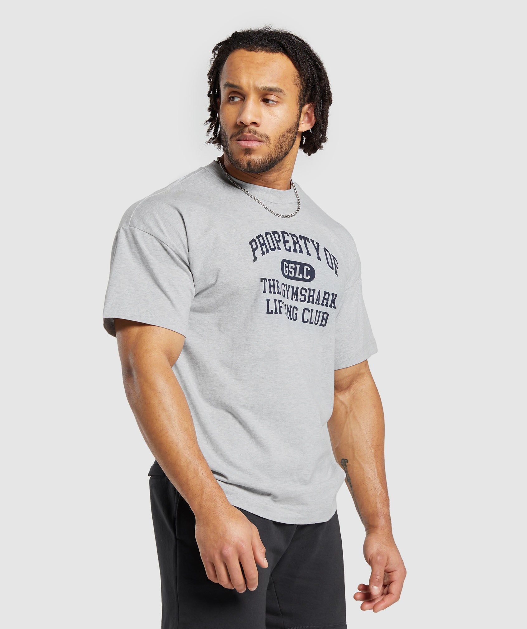 GYMSHARK Essential Cotton Tee - Stone Marl Washed Finish