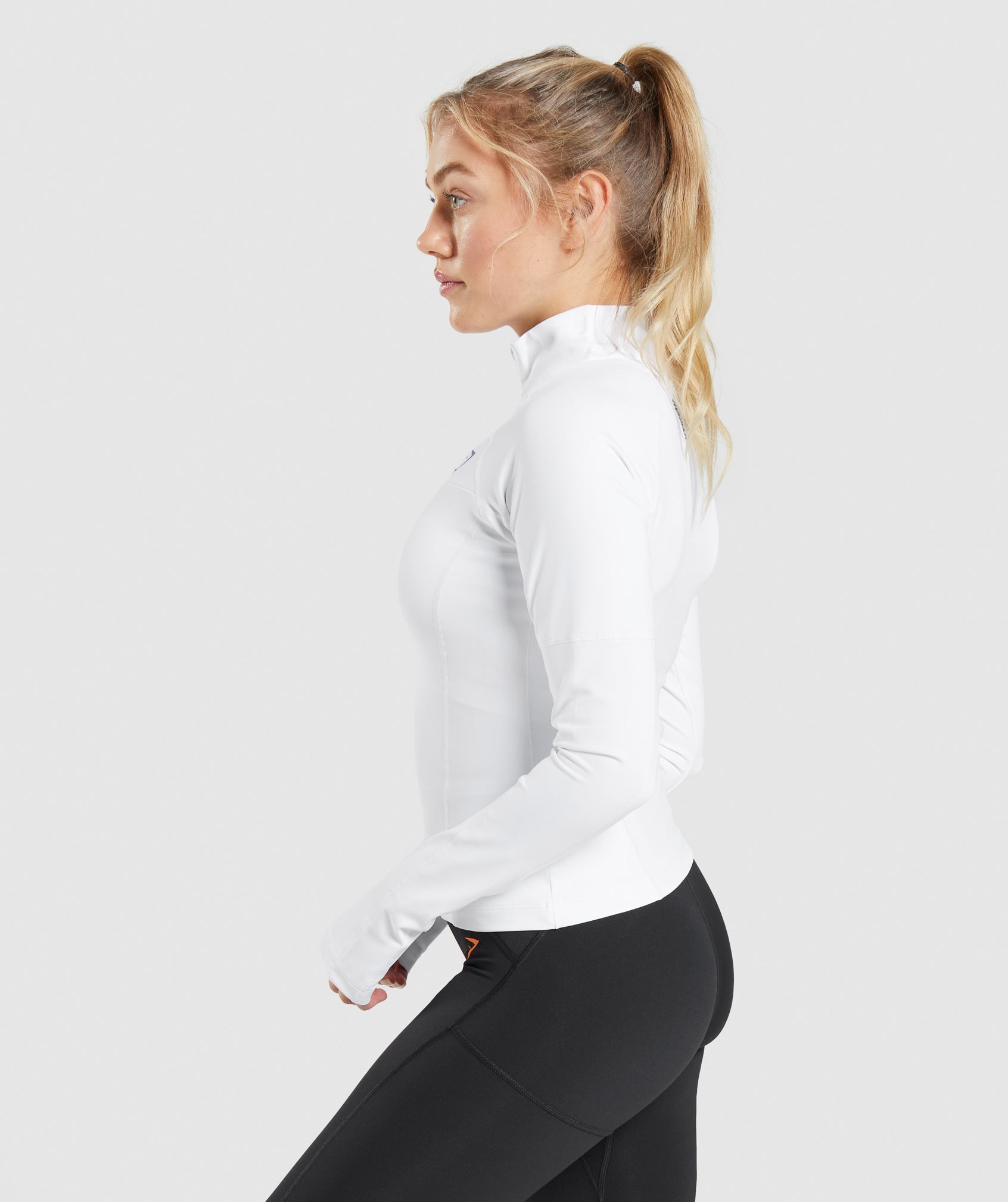 GYMSHARK Performance-Fit Quarter Zip Pullover in Crisp White 