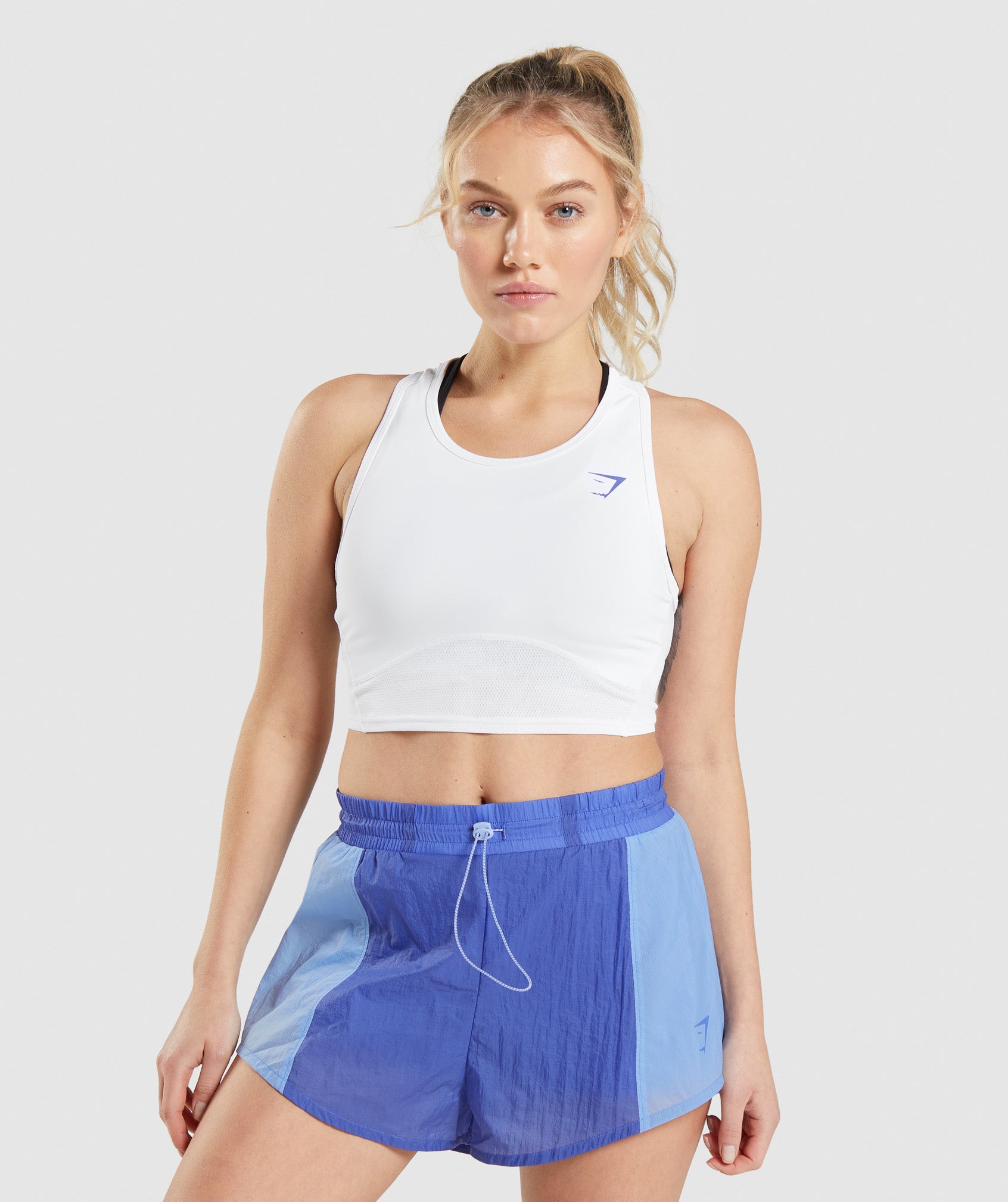 GYMSHARK Gymshark Pulse Cropped Workout Tank Top - Crisp White Breathable Fitness Apparel