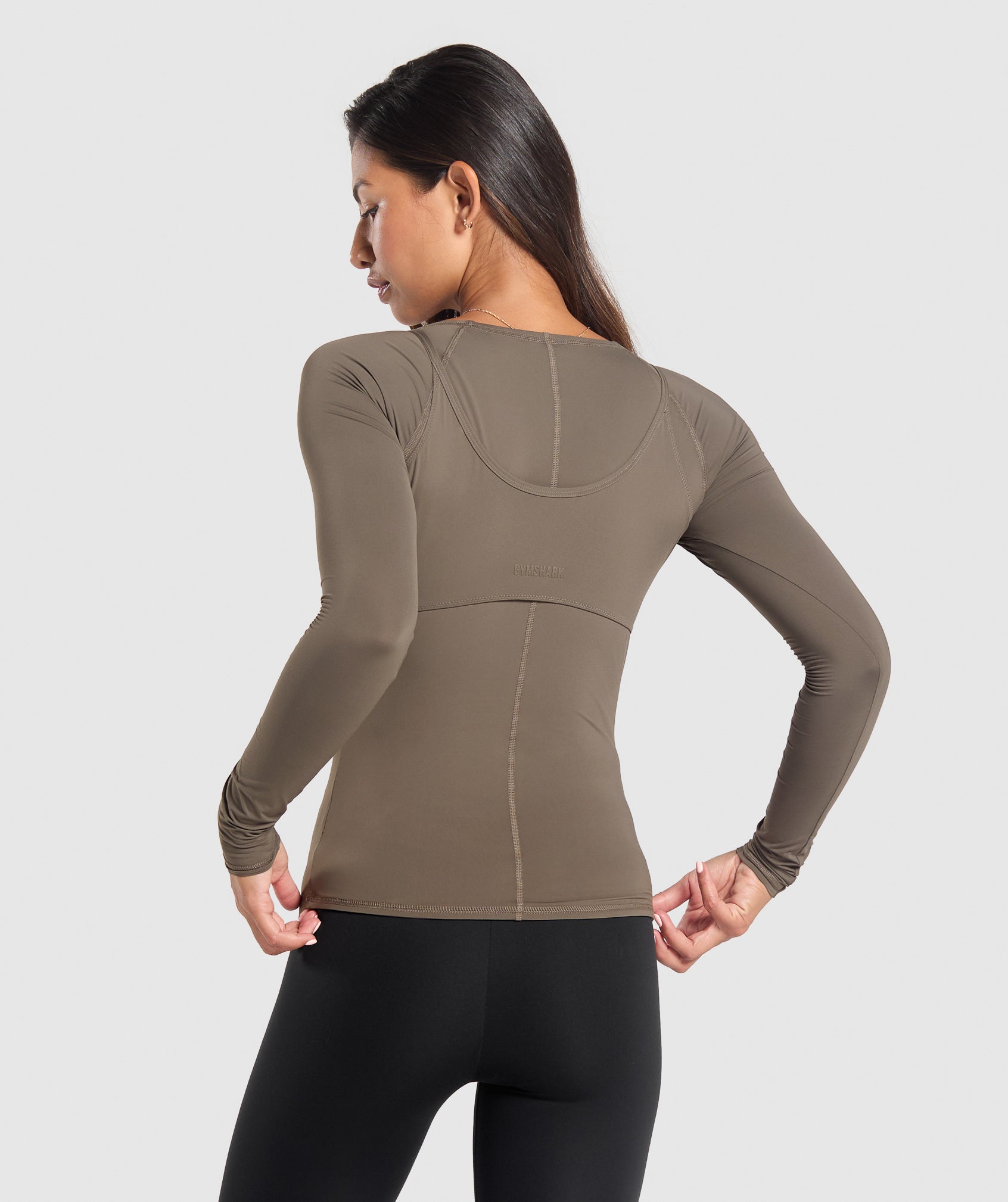 GYMSHARK Gymshark Recovery Essential Ultra-Soft Long Sleeve Tee for Cozy Recovery - Camo Brown Tone 