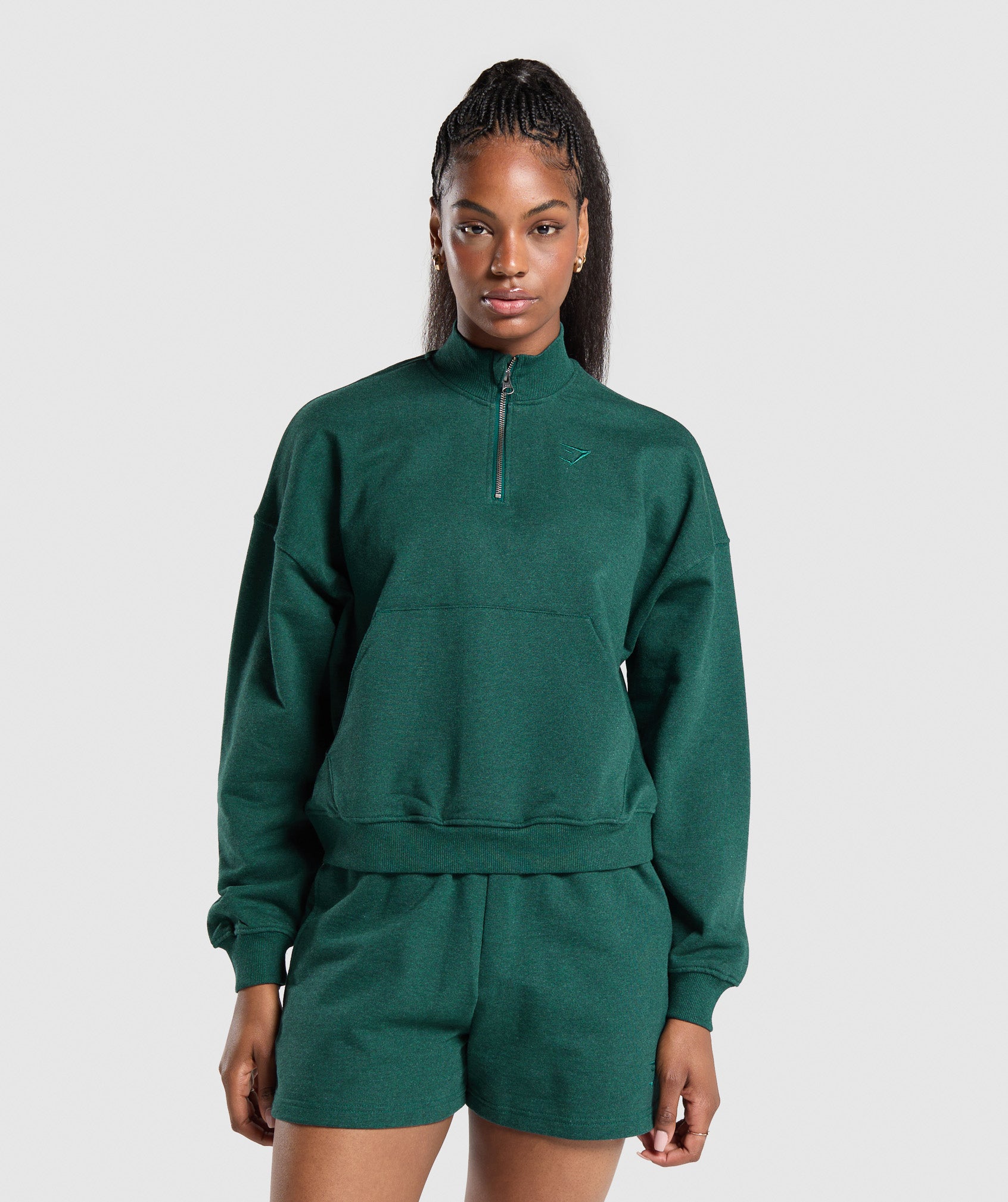 GYMSHARK Gymshark Relaxed Half-Zip Sweater - Bros Collection Bold Teal Marl Stripe