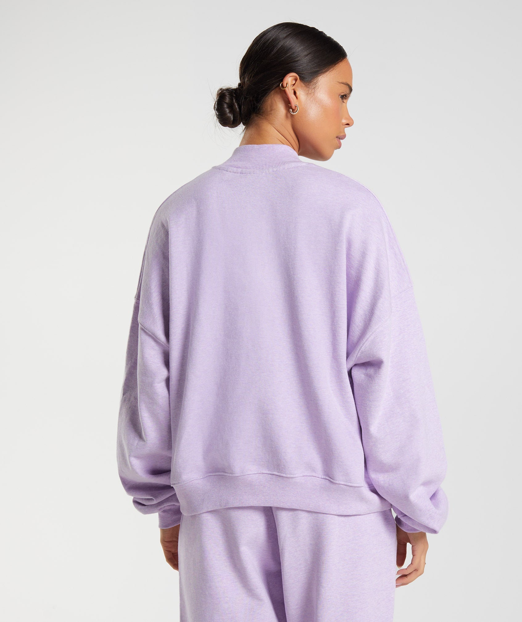 GYMSHARK Gymshark Cozy Recovery Hoodie - Half-Zip Relaxed Fit in Soft Lilac Marl