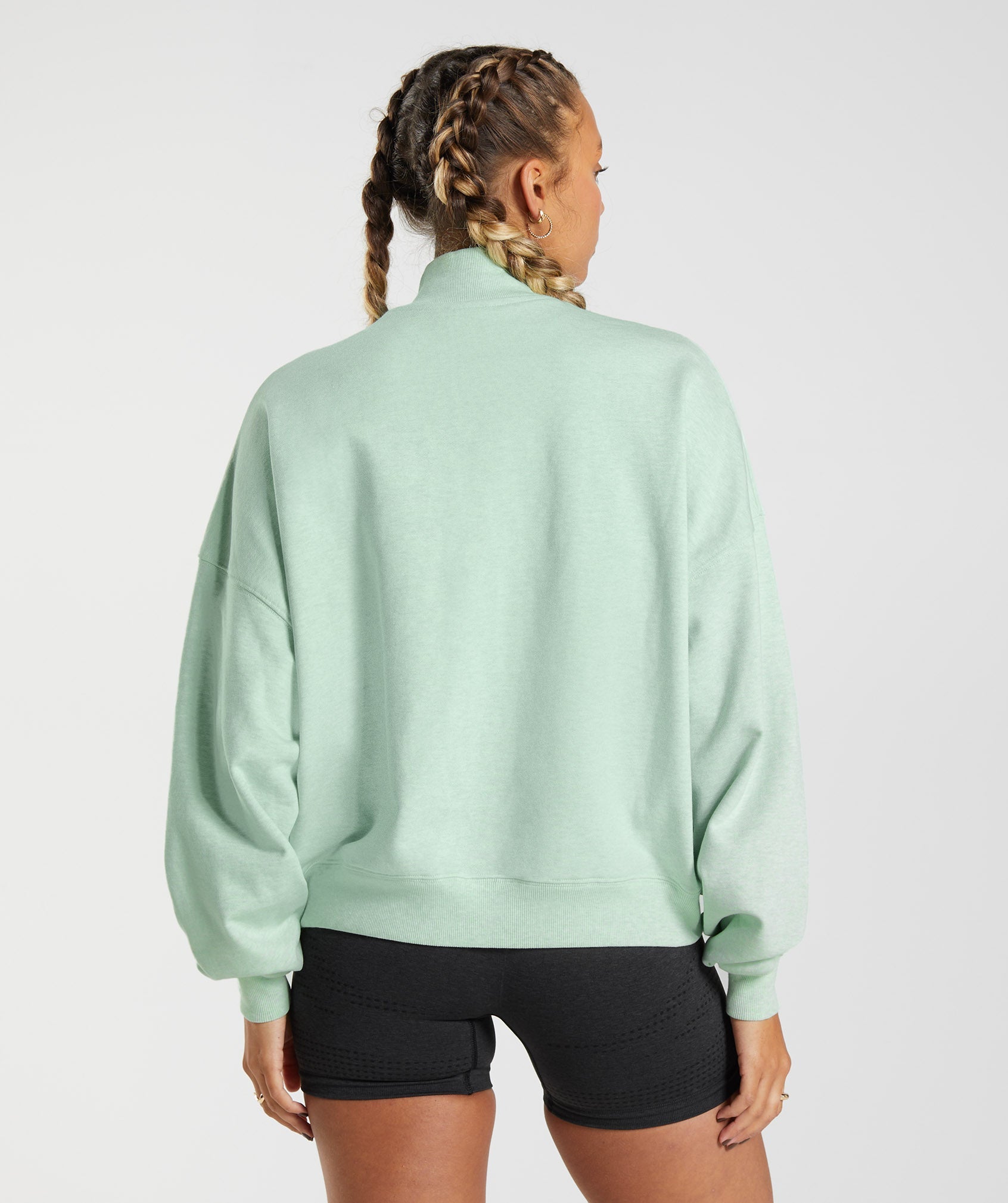 GYMSHARK CozyFit 1/2 Zip Hoodie - Chill Green Blend