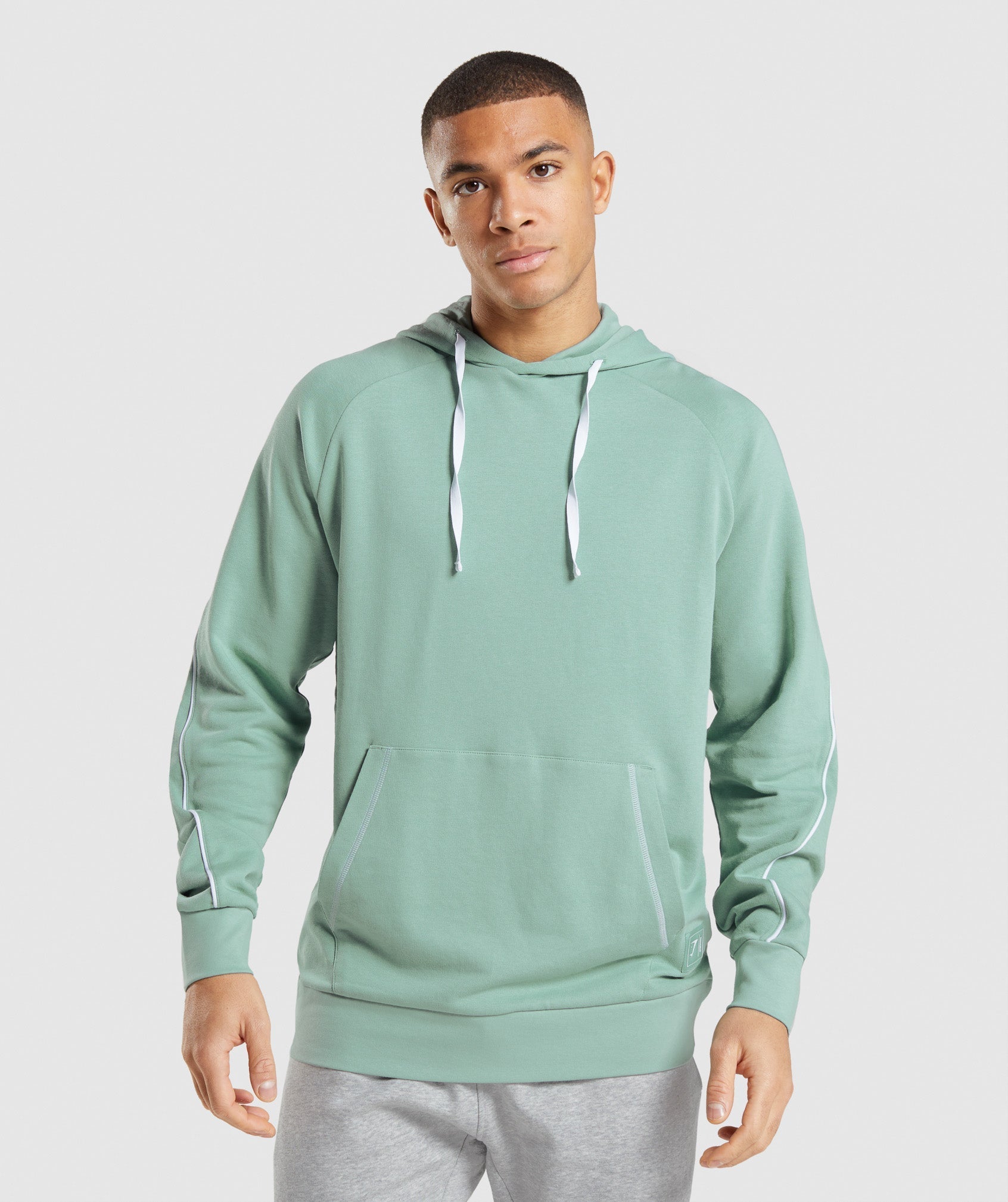 GYMSHARK Gymshark Lightweight Performance Hooded Sweatshirt for Men & Women, Fall Winter Casual Pullover in Maya Blue/White