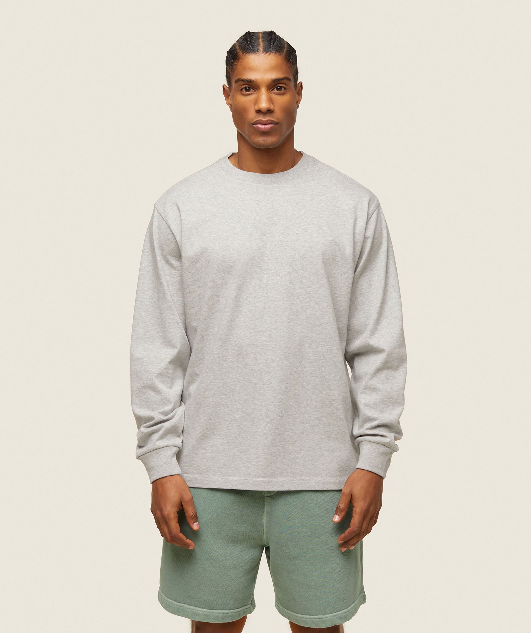 GYMSHARK Gymshark EVERYWEAR Premium Comfort Long Sleeve Shirt - Soft Heather Gray Marl