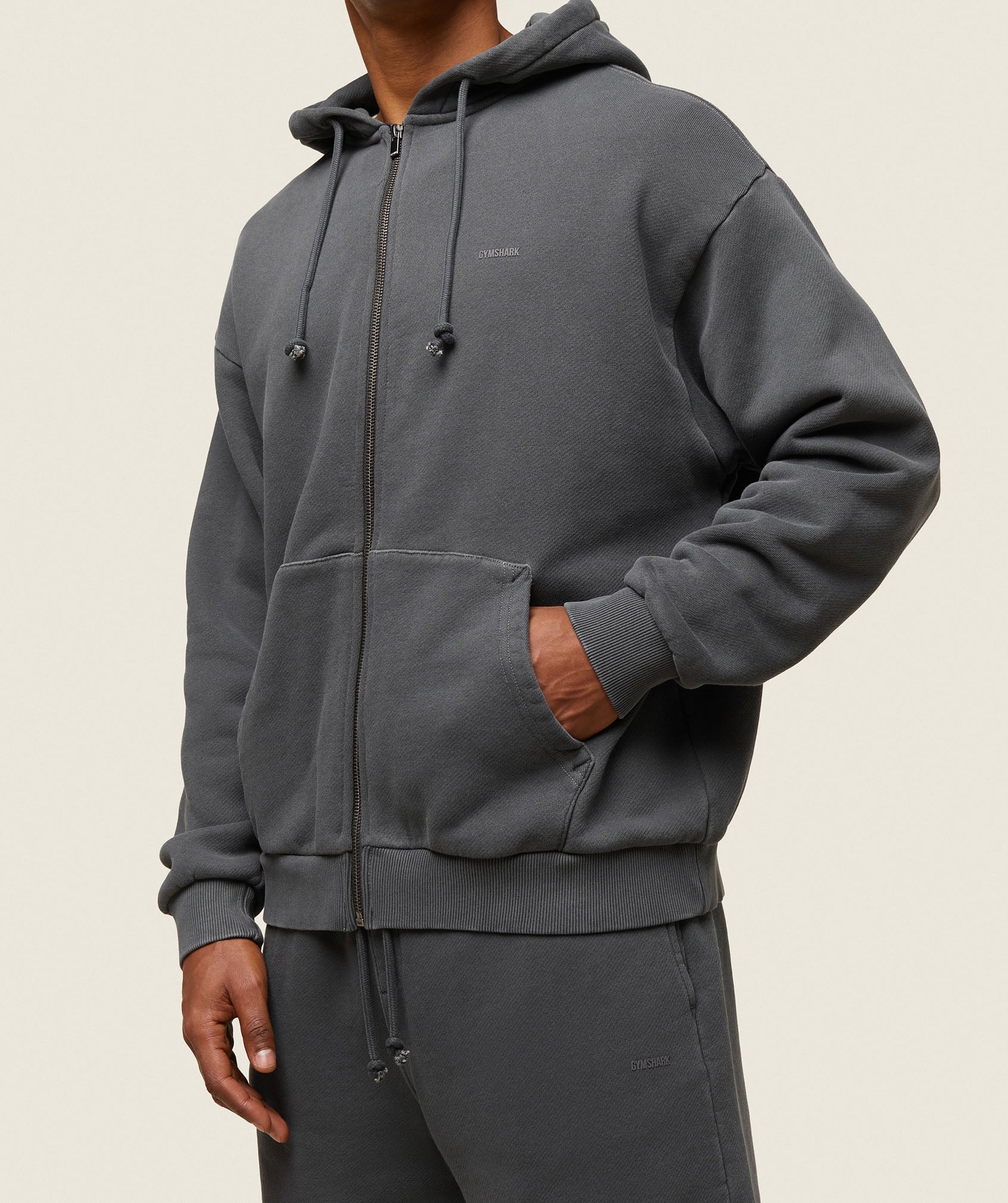 GYMSHARK Gymshark Everyday Comfort Full-Zip Hooded Sweatshirt - Jet Black 