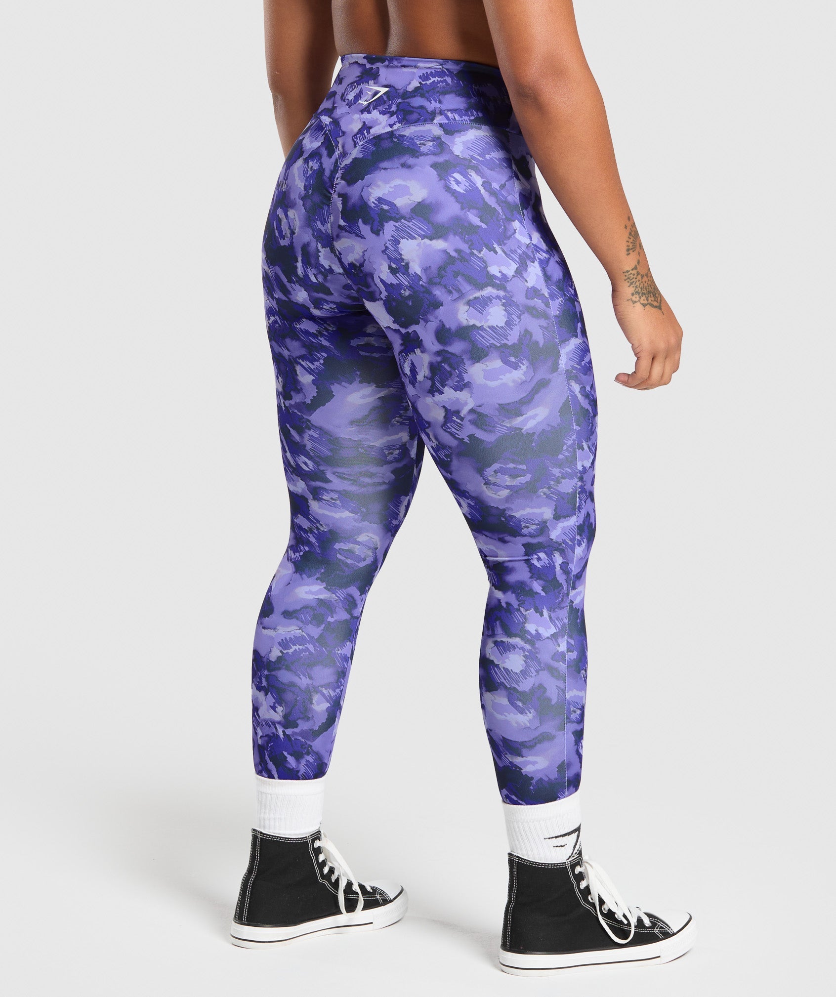 GYMSHARK High-Waisted Power Reps Leggings - Buttery Soft Workout Leggings for Yoga & Training in Lilac Purple Tonal Colorblock