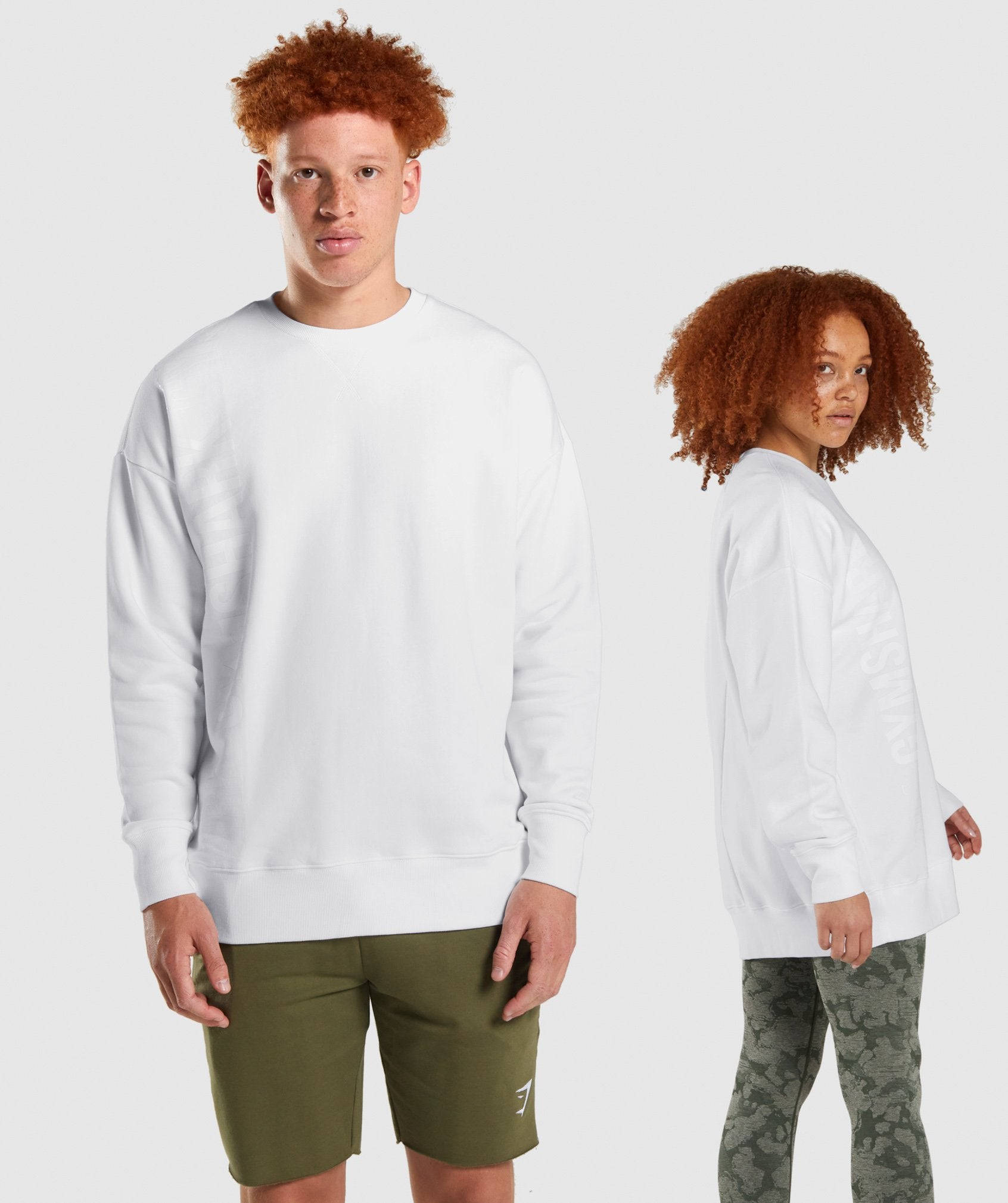 GYMSHARK Relaxed Fit Unisex Crewneck Sweatshirt - Bright White