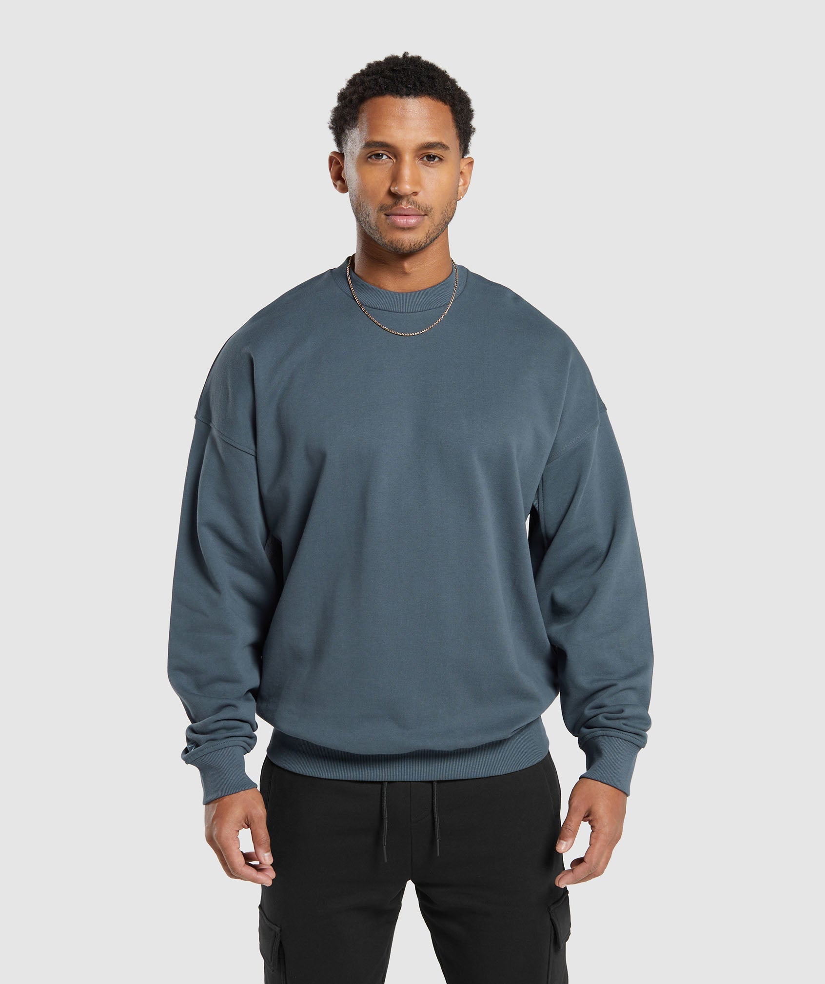 GYMSHARK Gymshark Relaxed Recovery Tee - Men's Soft Titanium Blue Crewneck