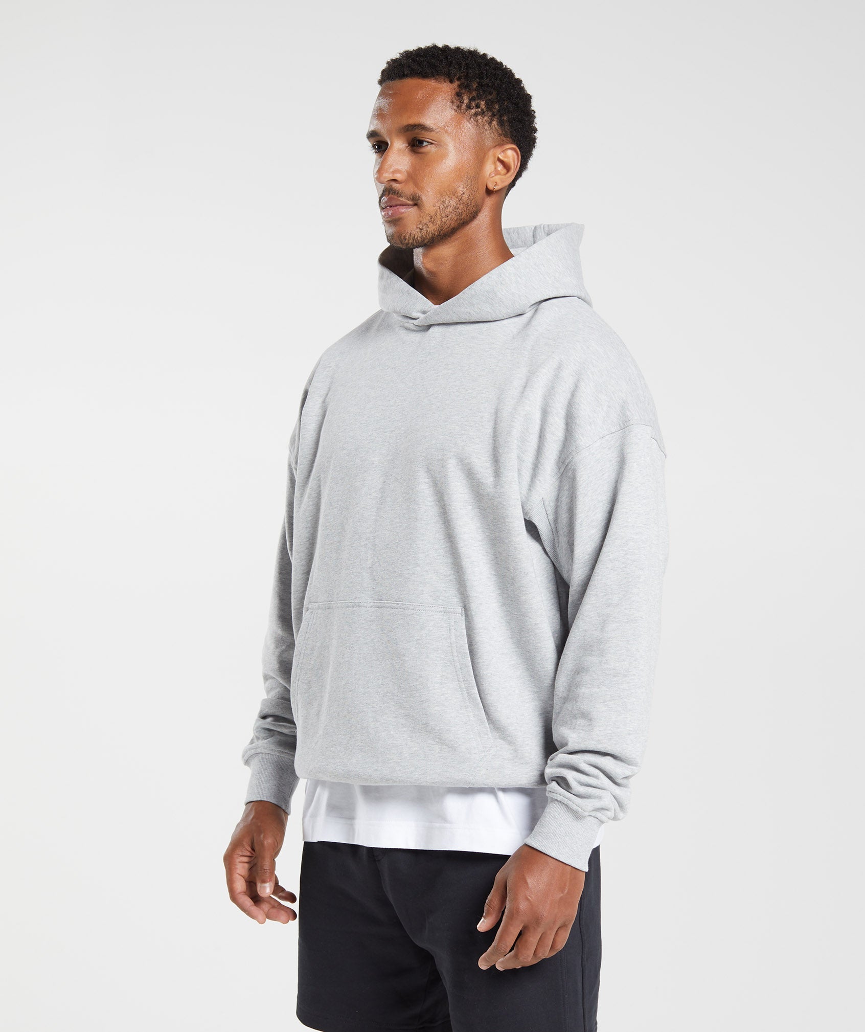 GYMSHARK Cozy Recovery Hooded Sweatshirt - Heather Grey Marl Texture
