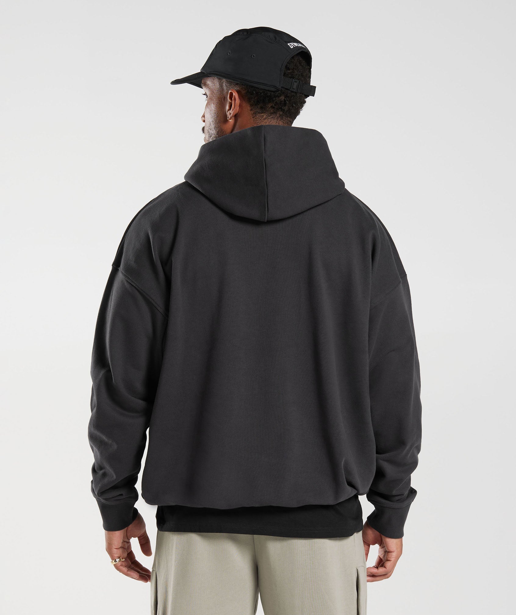 GYMSHARK Gymshark Relaxed Recovery Hooded Sweatshirt - Onyx Grey Comfort Fit 