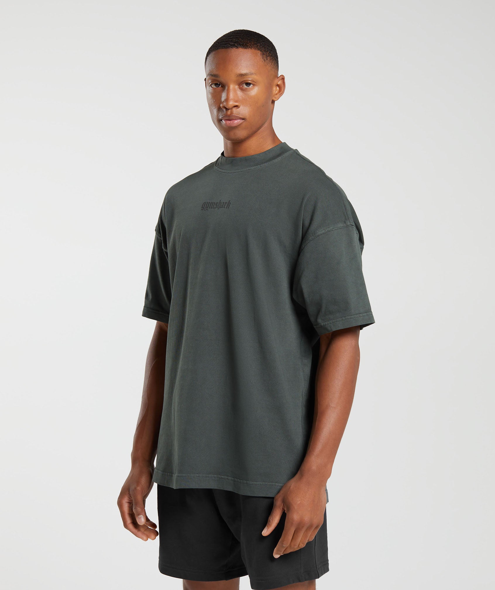 GYMSHARK Gymshark Premium Heavyweight Cotton Tee - Rich Olive Green for Men's Workout & Training Essential 