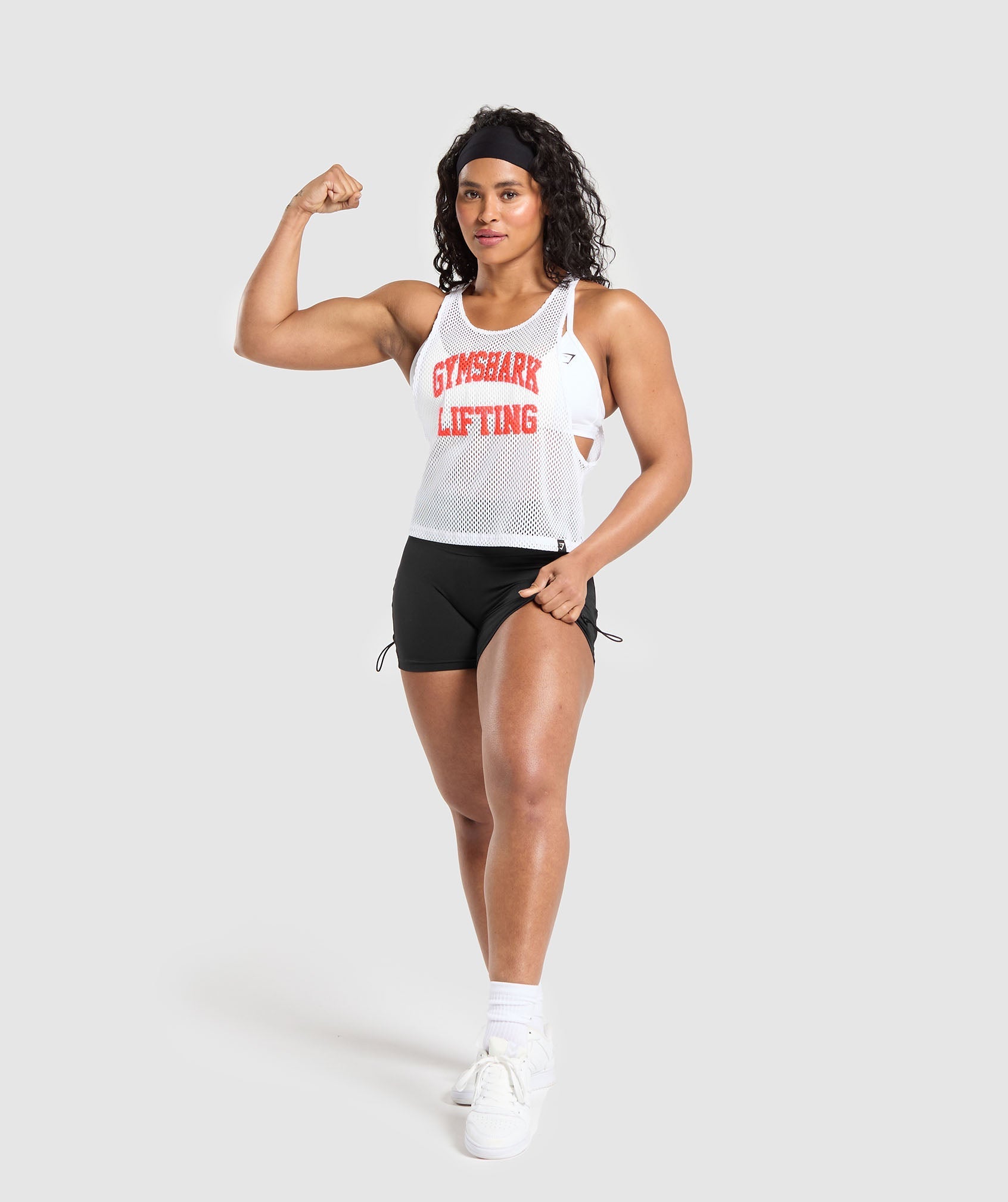GYMSHARK Post-Workout Relaxation Tank Top - Breathable Mesh Fabric in Crisp White 