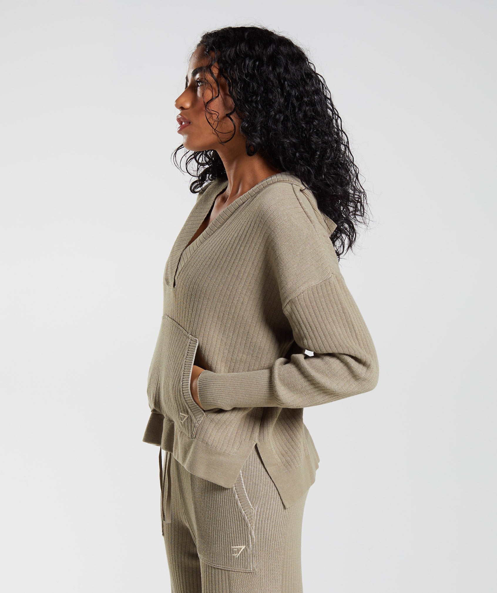 GYMSHARK Gymshark Cozy Textured Pullover Hoodie - Heathered Cement & Stone Grey