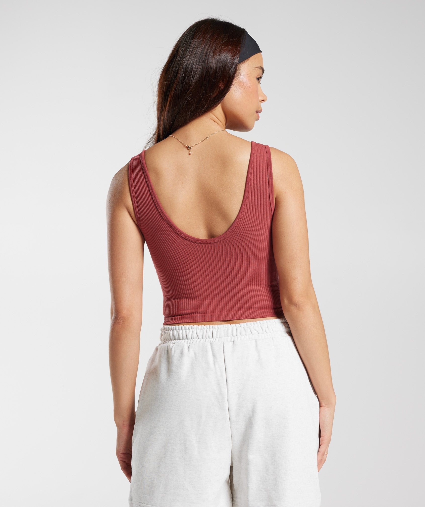 GYMSHARK Gymshark Recovery Seamless Mid-Length Tank Top - Deep Ruby Red 