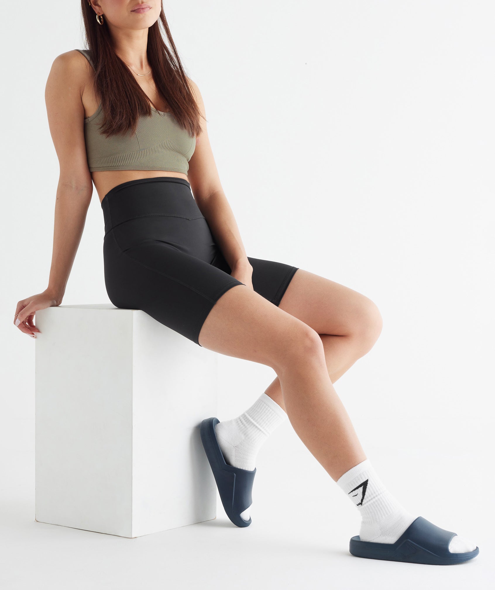 GYMSHARK Gymshark Recovery Slide Sandals - Ultra-Comfort Rest Day Footwear in Navy Blue 