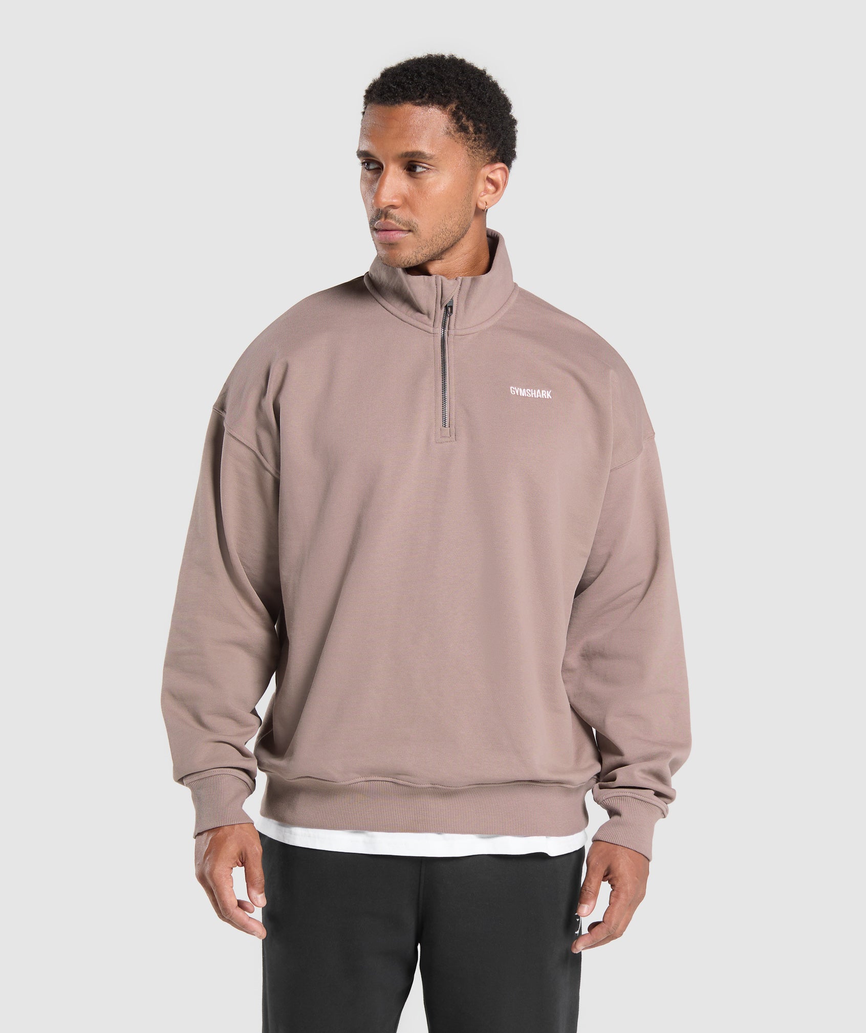 GYMSHARK Recovery Lounge Quarter-Zip Sweater - Dusty Mauve