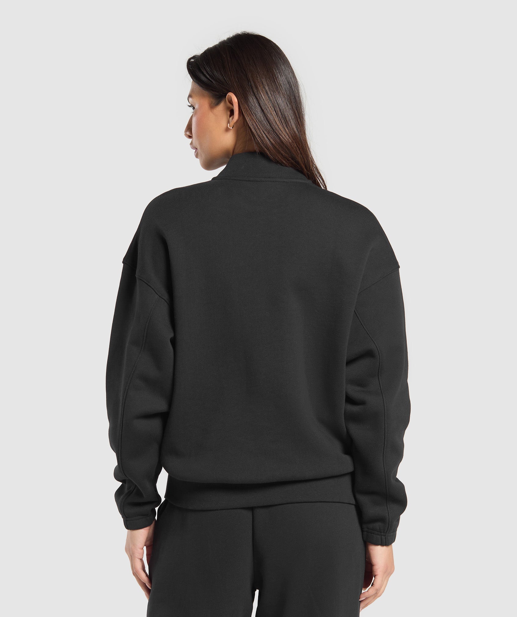 GYMSHARK Gymshark Recovery Essential Quarter-Zip Hoodie | Relaxed Midweight Pullover 2.0 in Classic Black